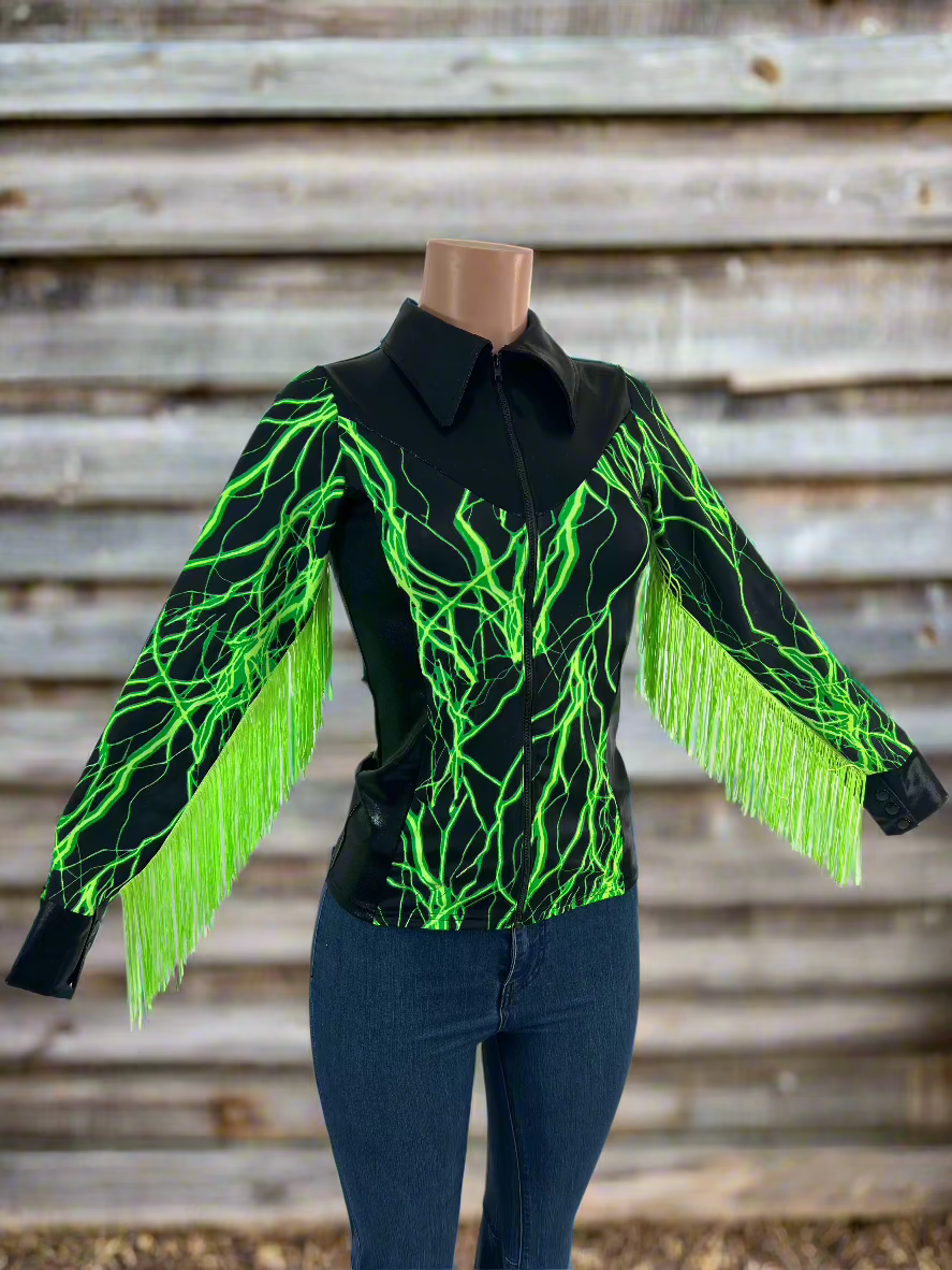 Neon Green Lightning Rodeo Shirt - Riverside Rodeo Shirts