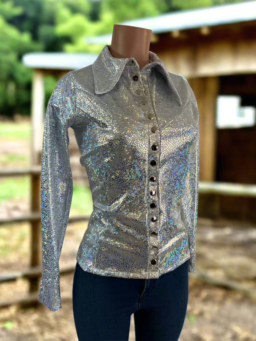 White Shattered Glass Snap Front Rodeo Shirt - Riverside Rodeo Shirts
