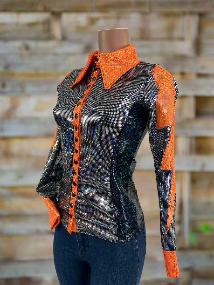 Orange Kaleidoscope Lightning Bolt Rodeo Shirt Rodeo Shirt Riverside Rodeo Shirts
