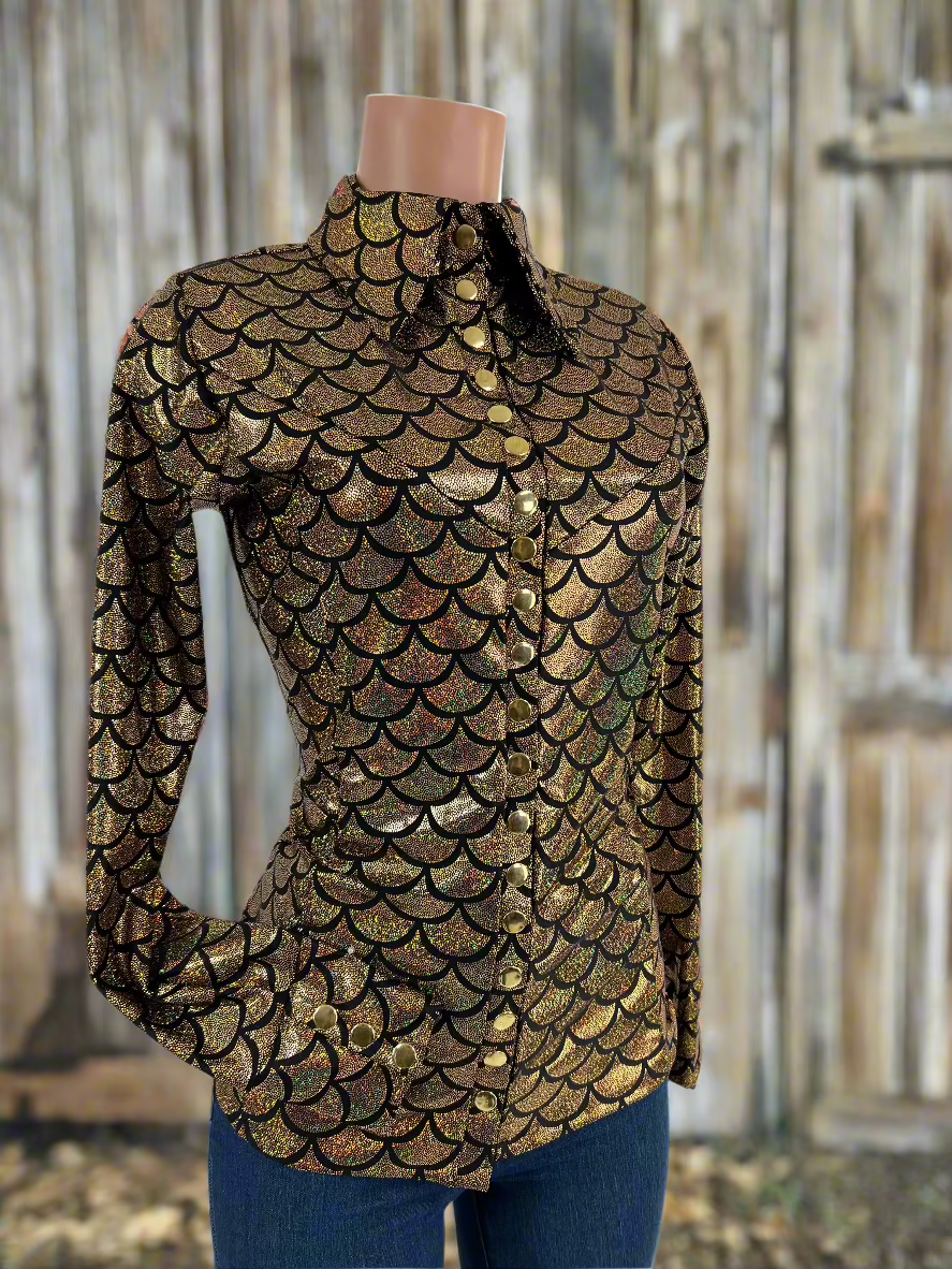 Gold dragon Scale Snap Front Metallic Rodeo Shirt Rodeo Shirt Riverside Rodeo Shirts