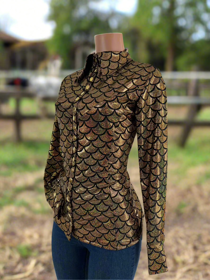 Gold dragon Scale Snap Front Metallic Rodeo Shirt Rodeo Shirt Riverside Rodeo Shirts