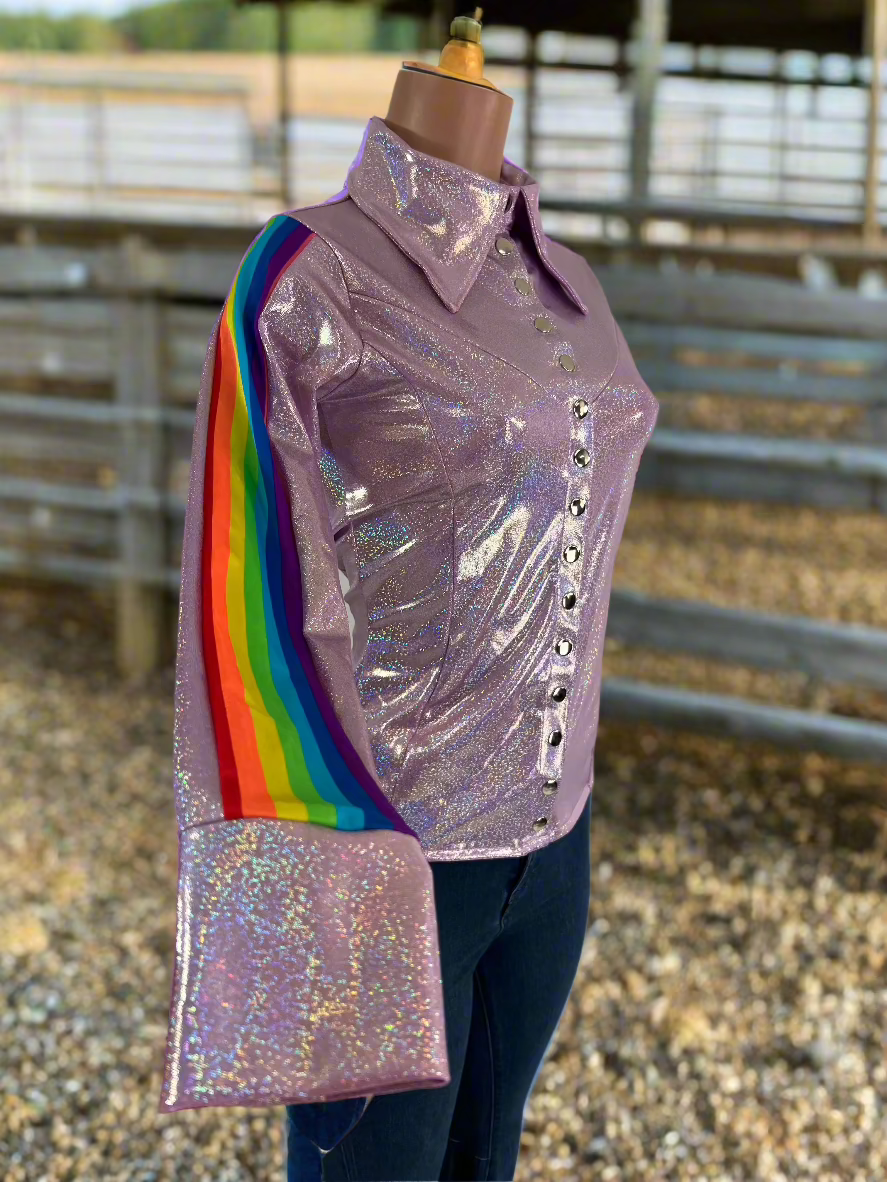 Retro Rainbow Lilac Snap Front Rodeo Shirt Rodeo Shirt Riverside Rodeo Shirts