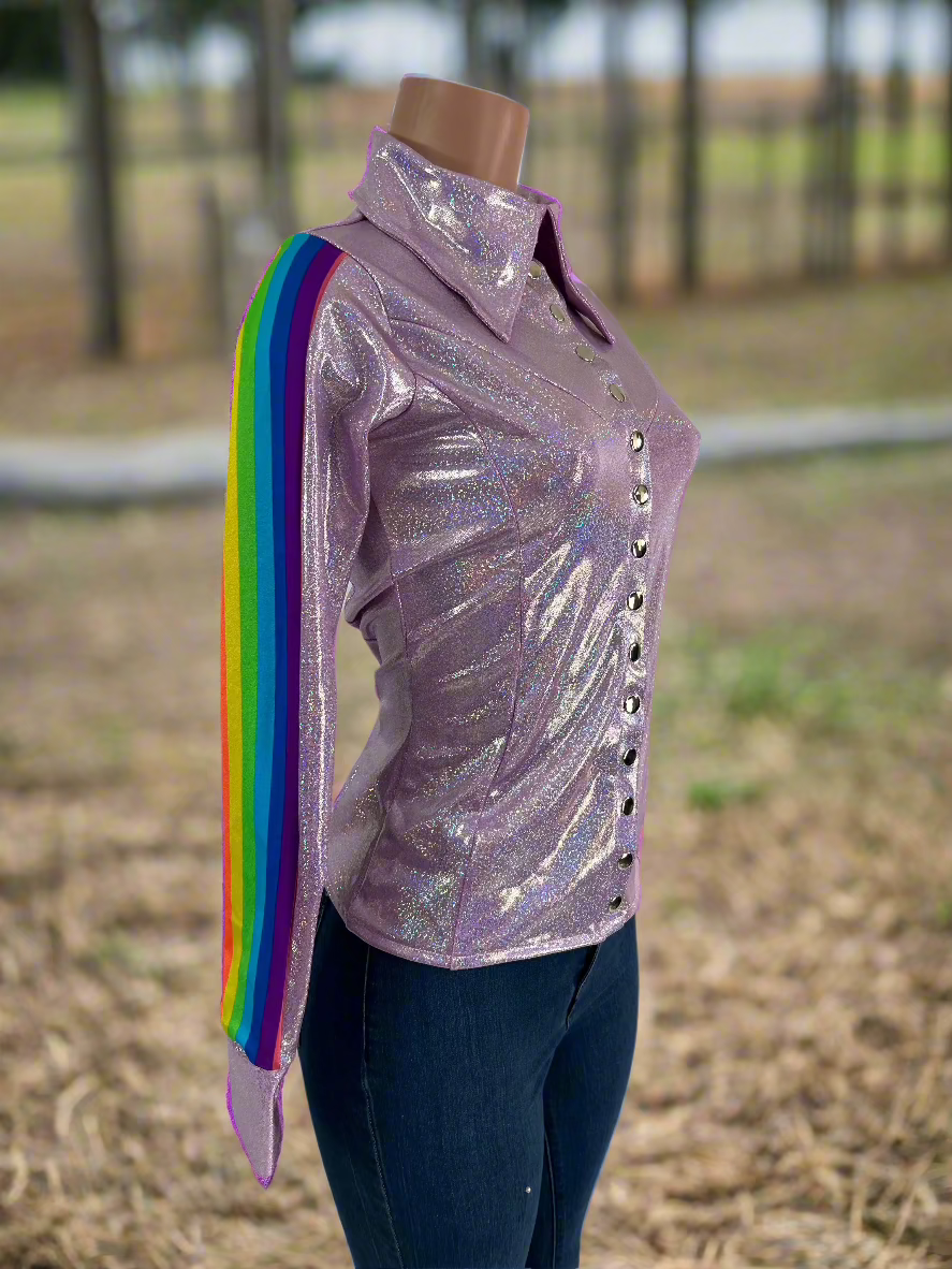 Retro Rainbow Lilac Snap Front Rodeo Shirt Rodeo Shirt Riverside Rodeo Shirts