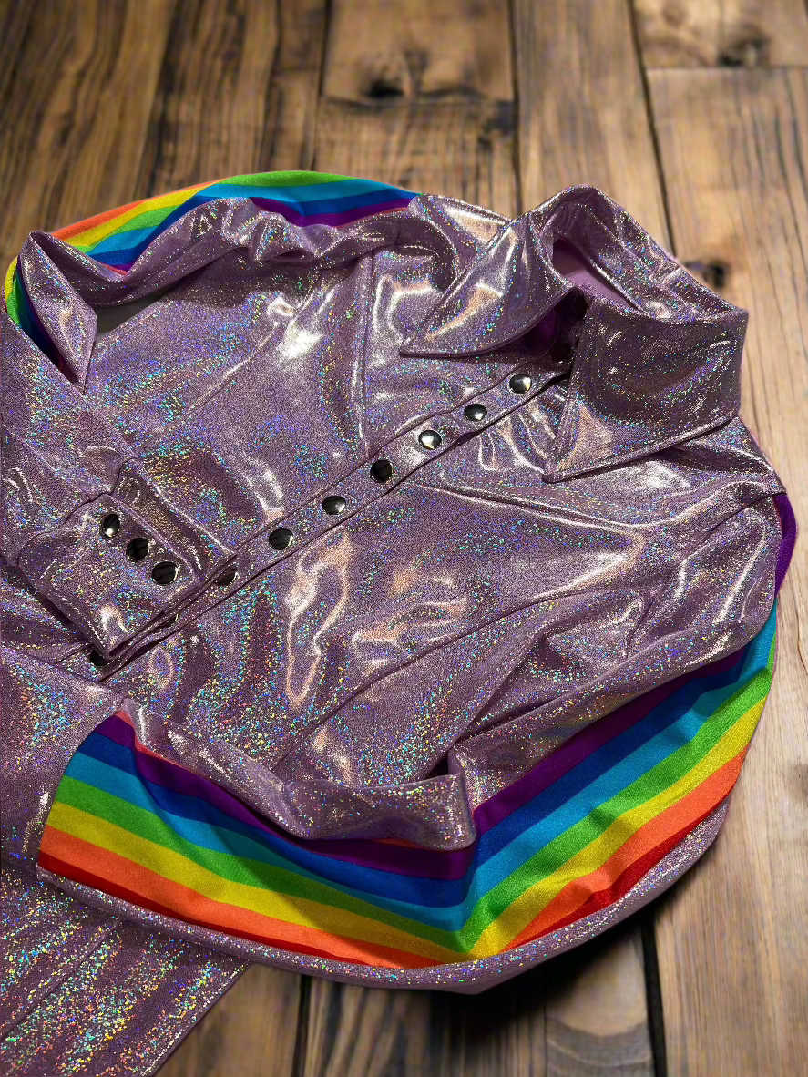Retro Rainbow Lilac Snap Front Rodeo Shirt Rodeo Shirt Riverside Rodeo Shirts