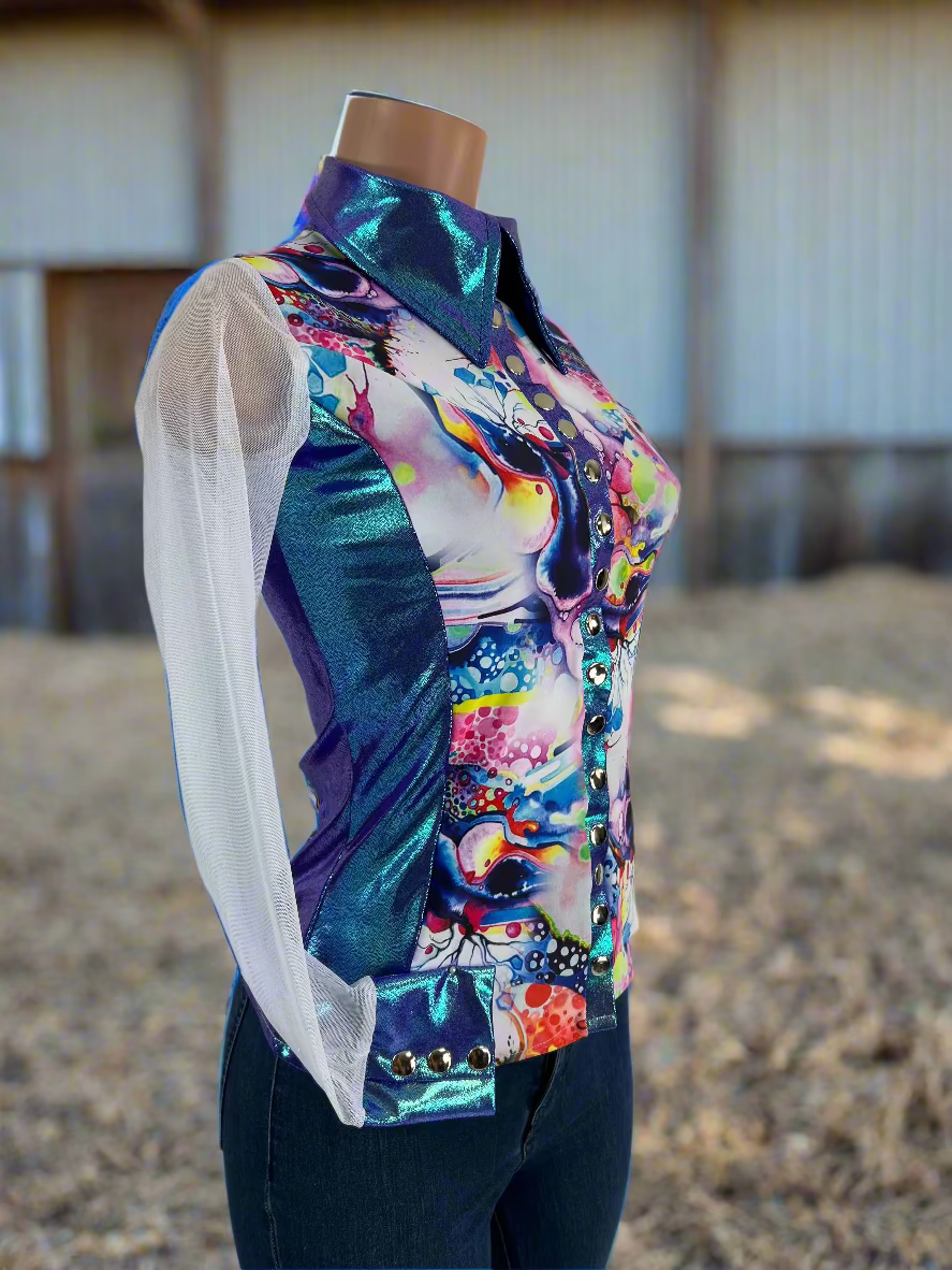 Desert Dreams Mesh Sleeve Snap Front Rodeo Shirt Rodeo Shirt Riverside Rodeo Shirts