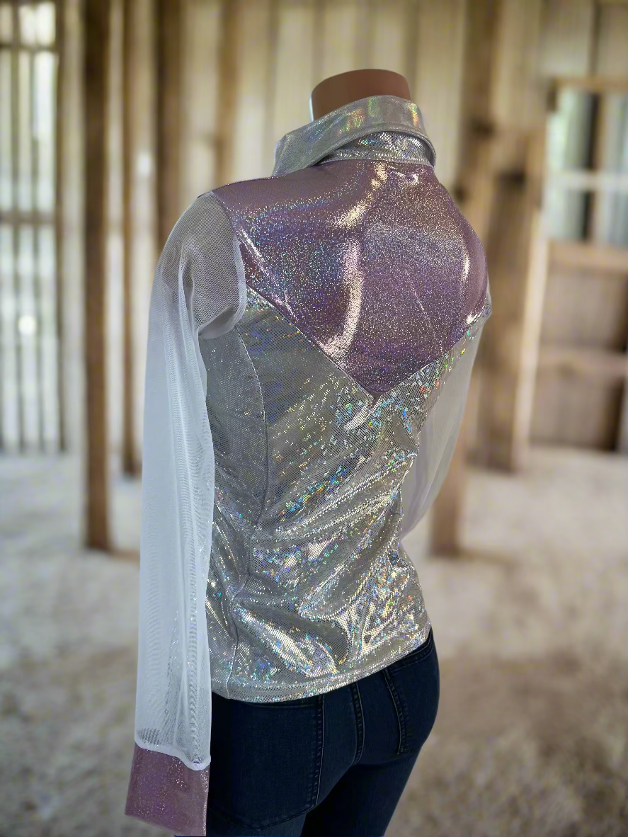 Lilac Kaleidoscope Mesh Sleeve, Snap Front Rodeo Shirt Rodeo Shirt Riverside Rodeo Shirts