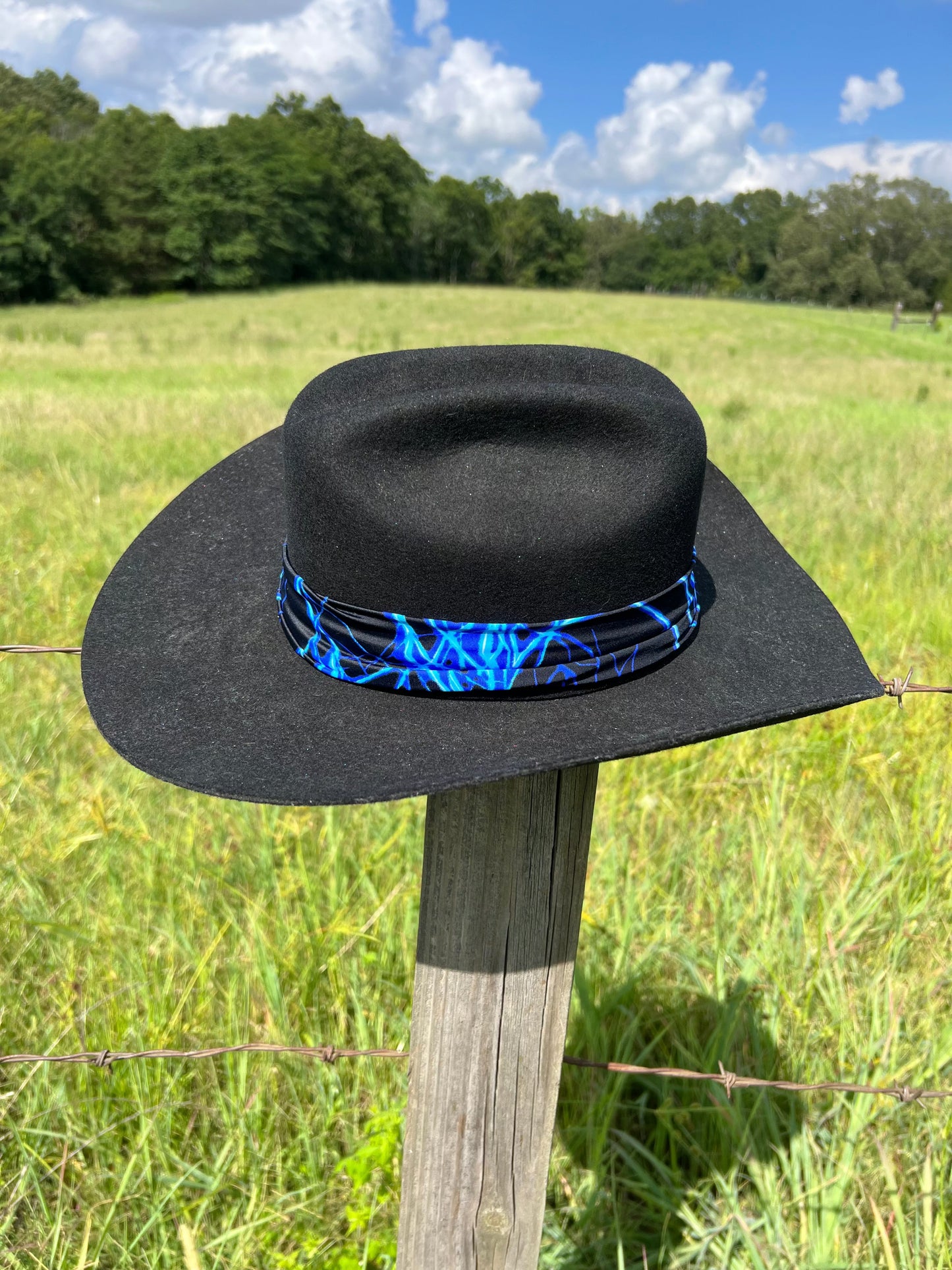 Neon Blue Lightning Hat Band Hat band Riverside Rodeo Shirts