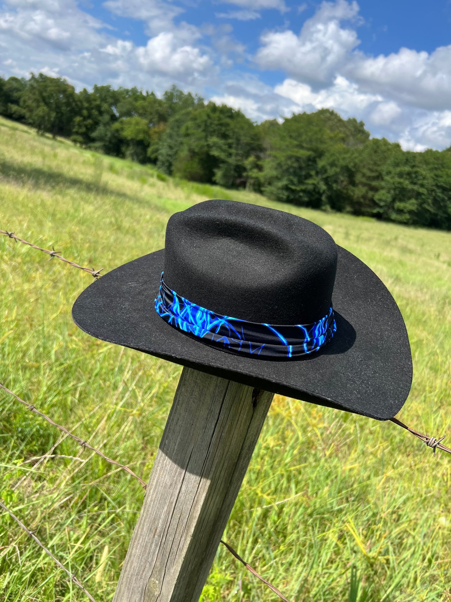 Neon Blue Lightning Hat Band Hat band Riverside Rodeo Shirts