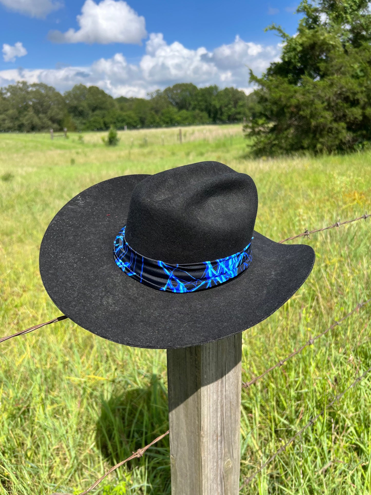 Neon Blue Lightning Hat Band Hat band Riverside Rodeo Shirts