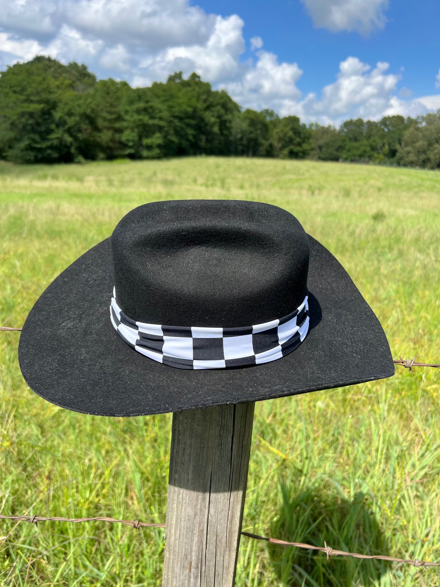 Black And White Checkered Hat Band Hat band Riverside Rodeo Shirts