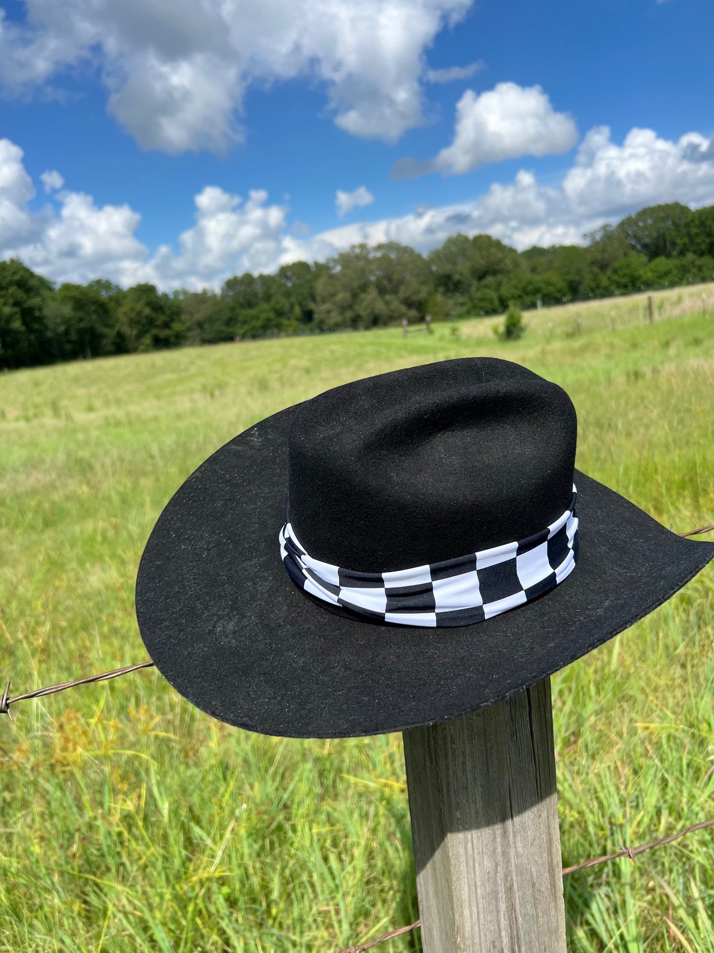 Black And White Checkered Hat Band Hat band Riverside Rodeo Shirts