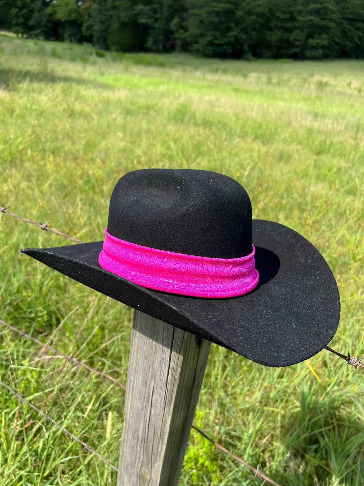 Neon Pink Holographic Hat Band Hat band Riverside Rodeo Shirts