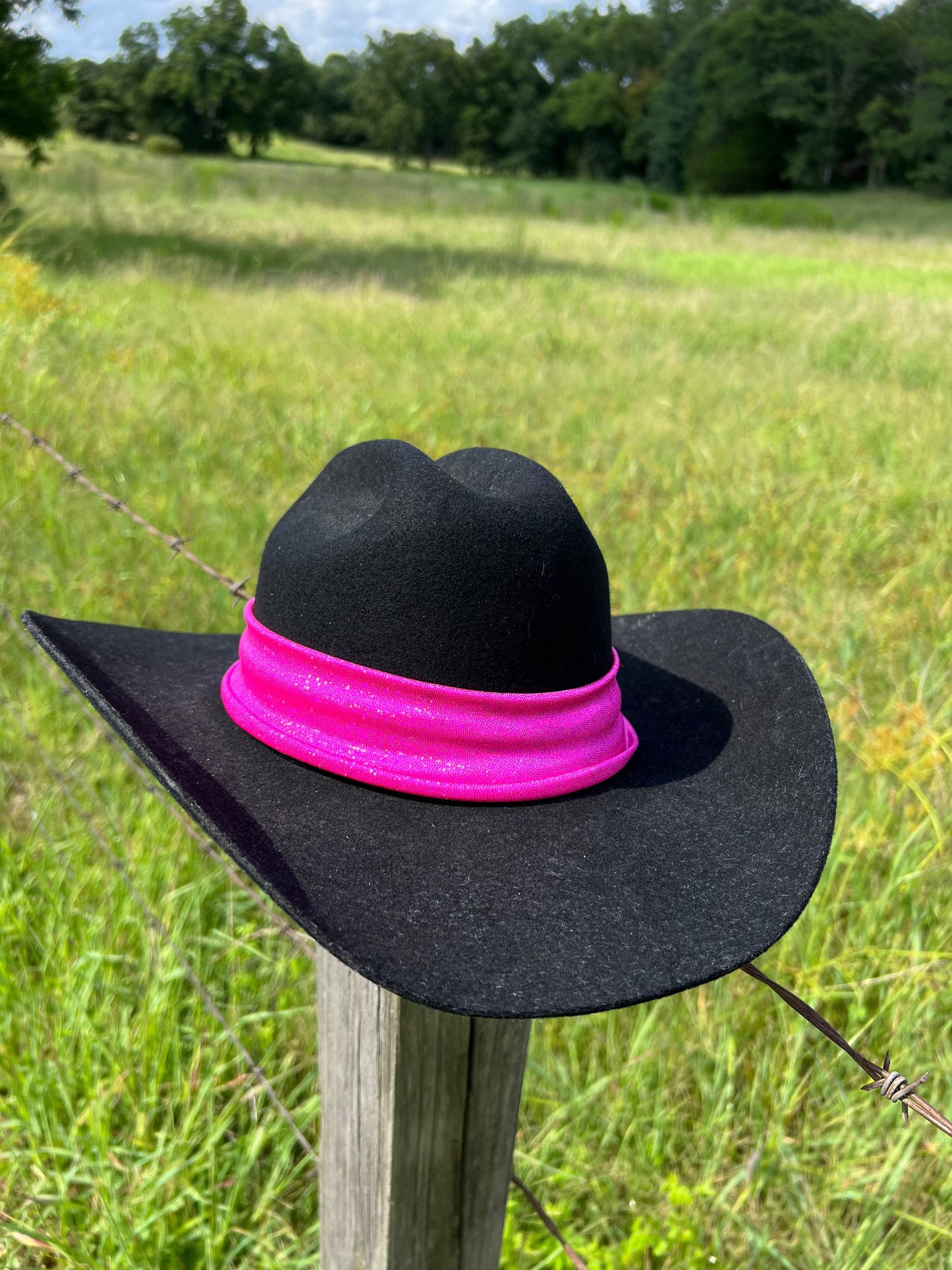 Neon Pink Holographic Hat Band Hat band Riverside Rodeo Shirts
