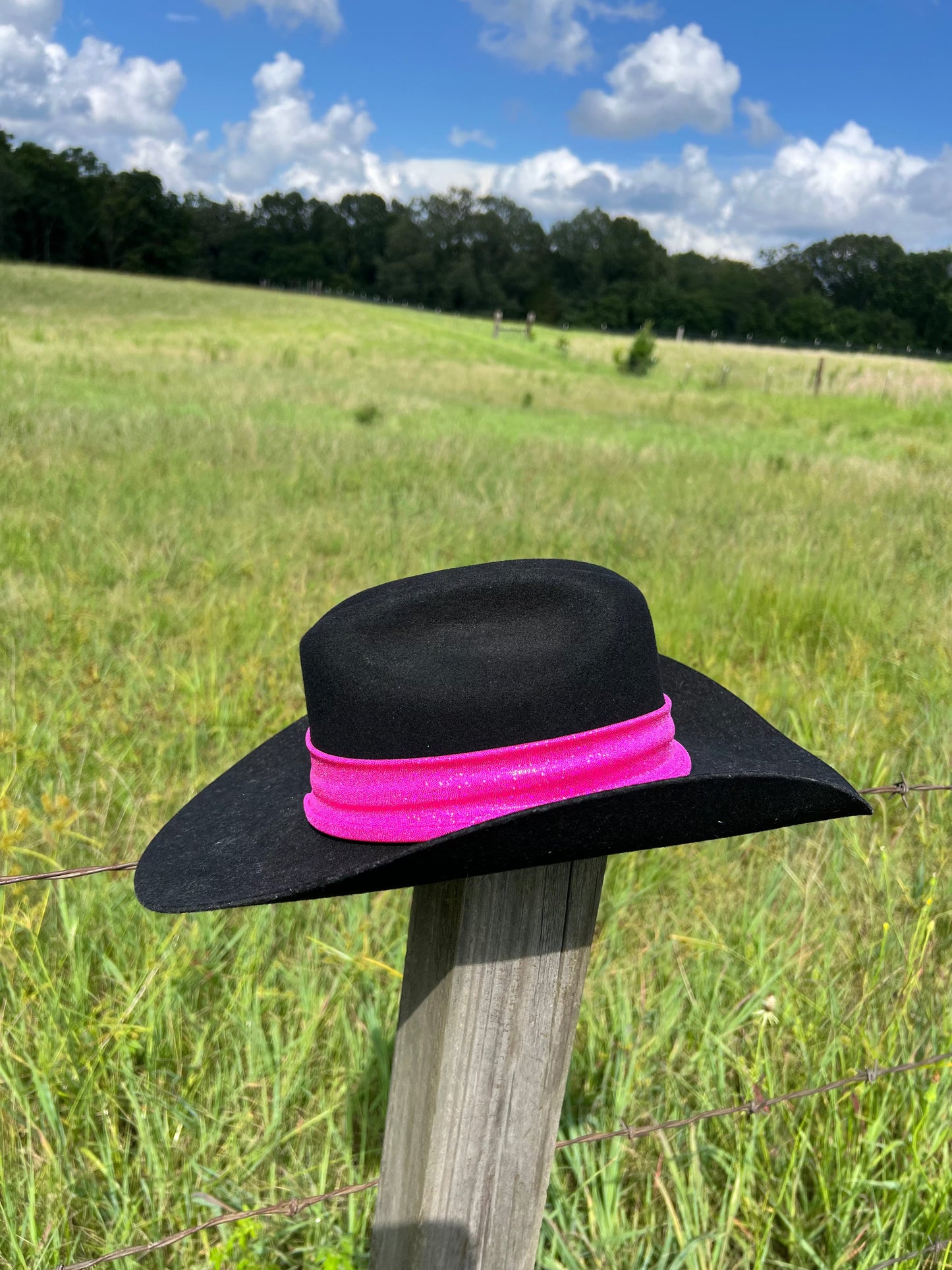 Neon Pink Holographic Hat Band Hat band Riverside Rodeo Shirts