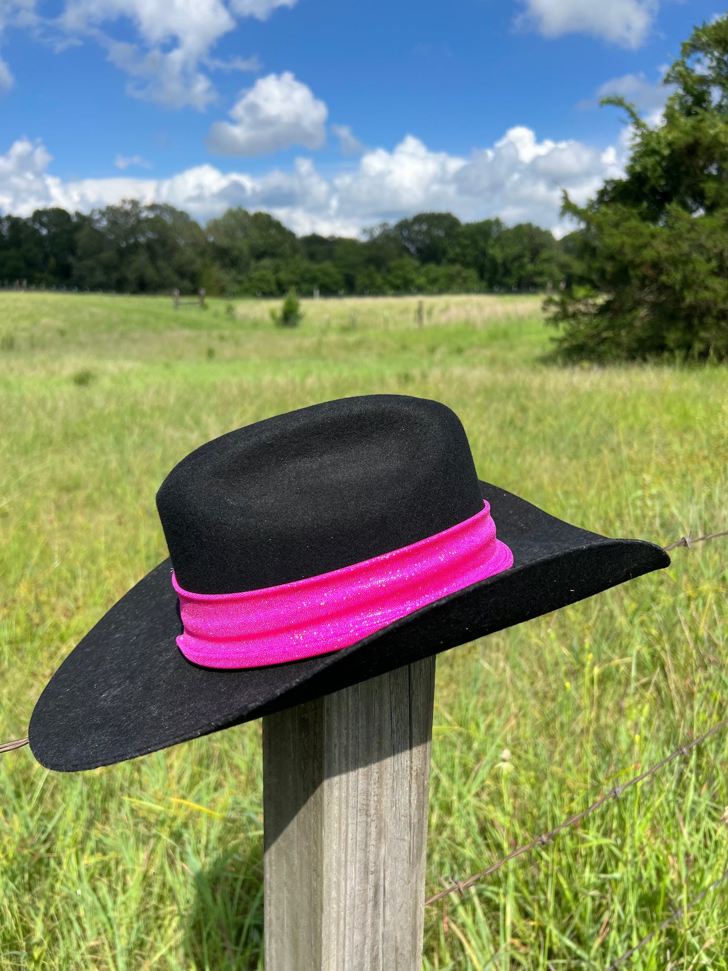 Neon Pink Holographic Hat Band Hat band Riverside Rodeo Shirts