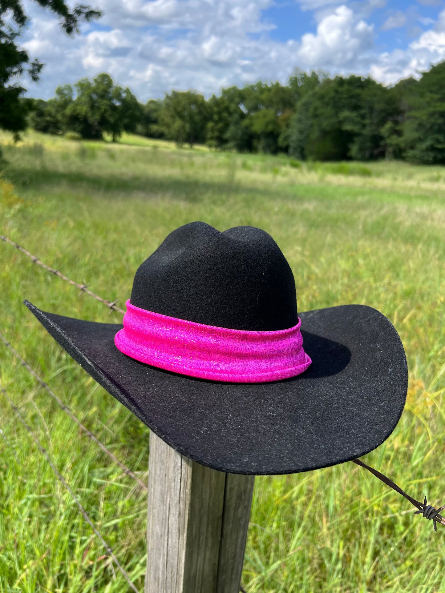 Neon Pink Holographic Hat Band Hat band Riverside Rodeo Shirts