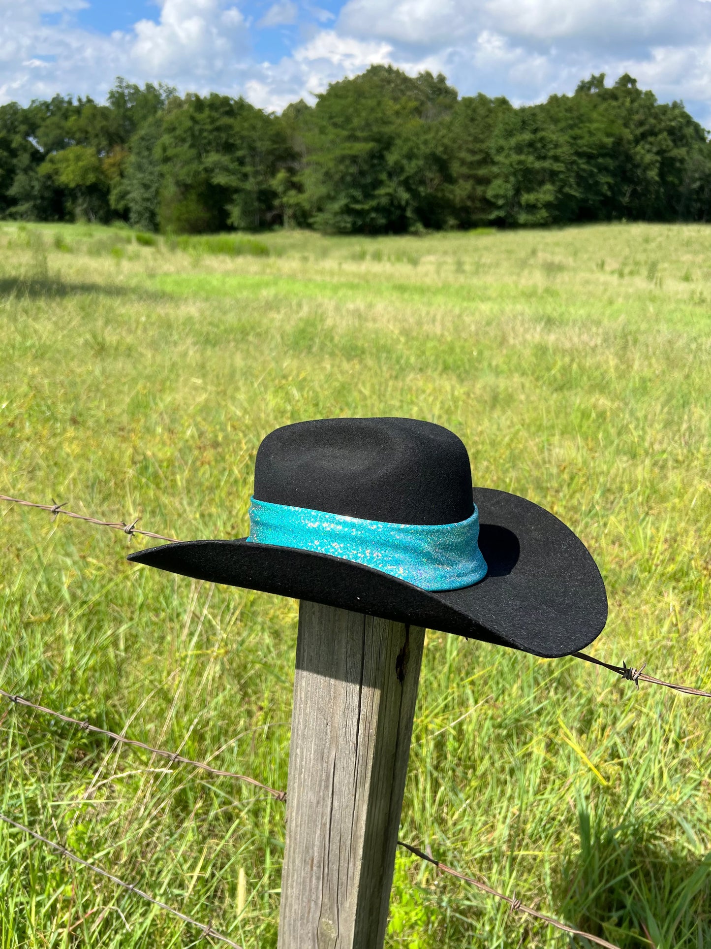 Seafoam Holographic Hat Band Fly Bonnet Riverside Rodeo Shirts
