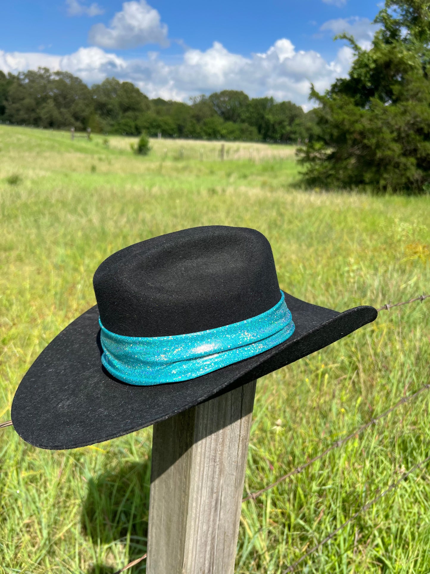 Seafoam Holographic Hat Band Fly Bonnet Riverside Rodeo Shirts