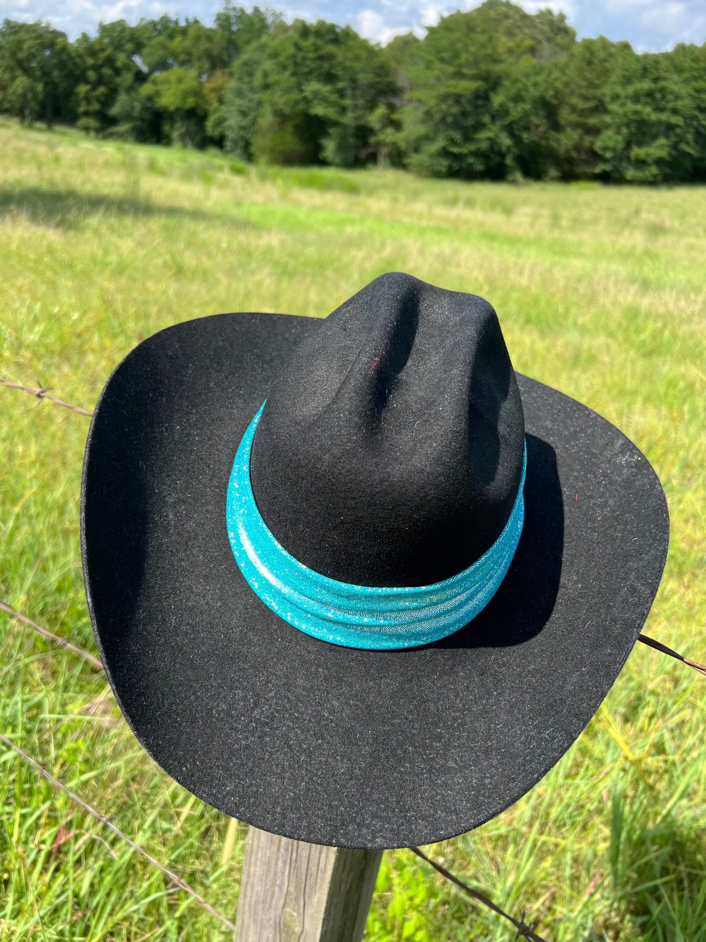 Seafoam Holographic Hat Band Fly Bonnet Riverside Rodeo Shirts