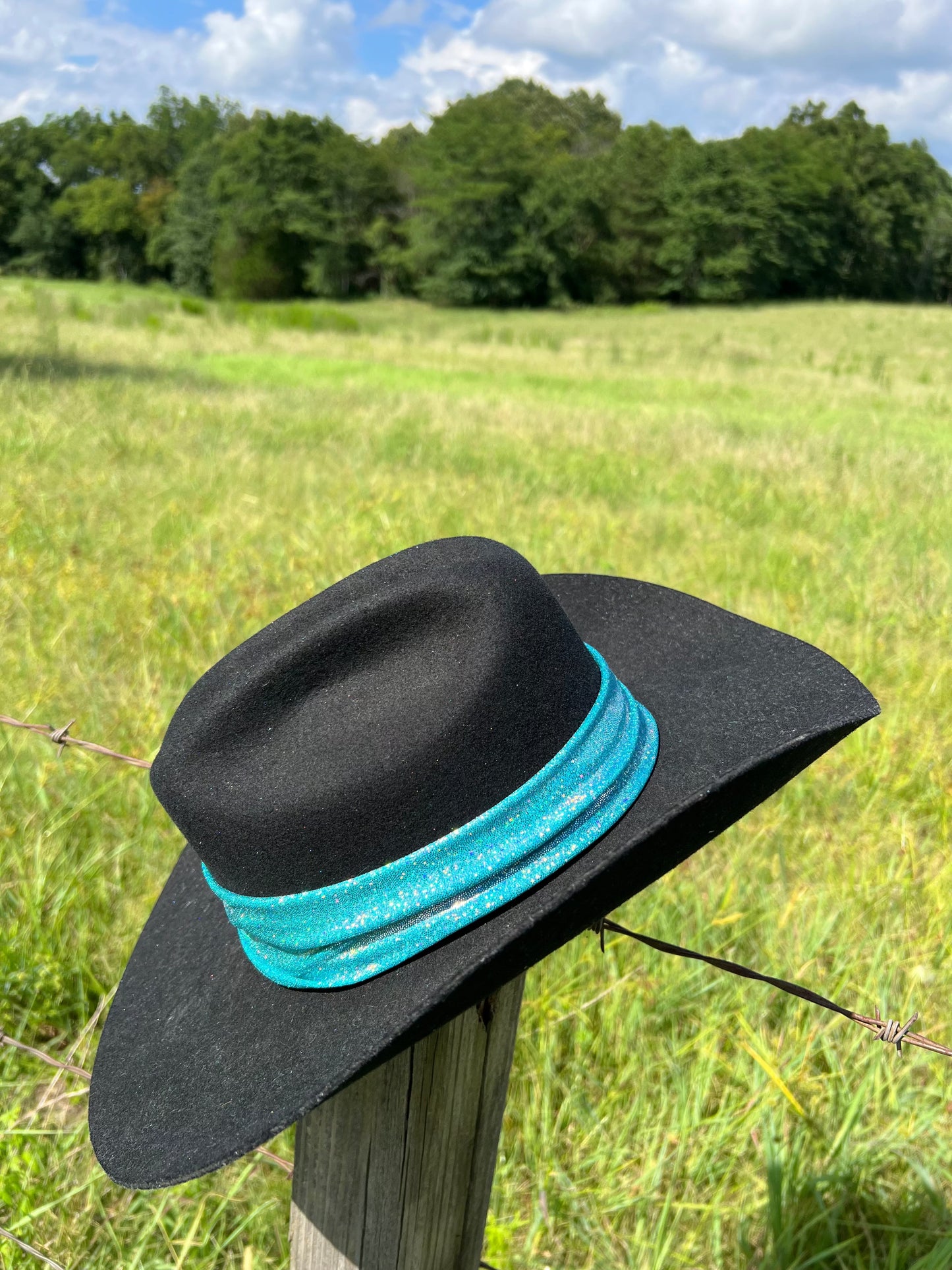Seafoam Holographic Hat Band Fly Bonnet Riverside Rodeo Shirts