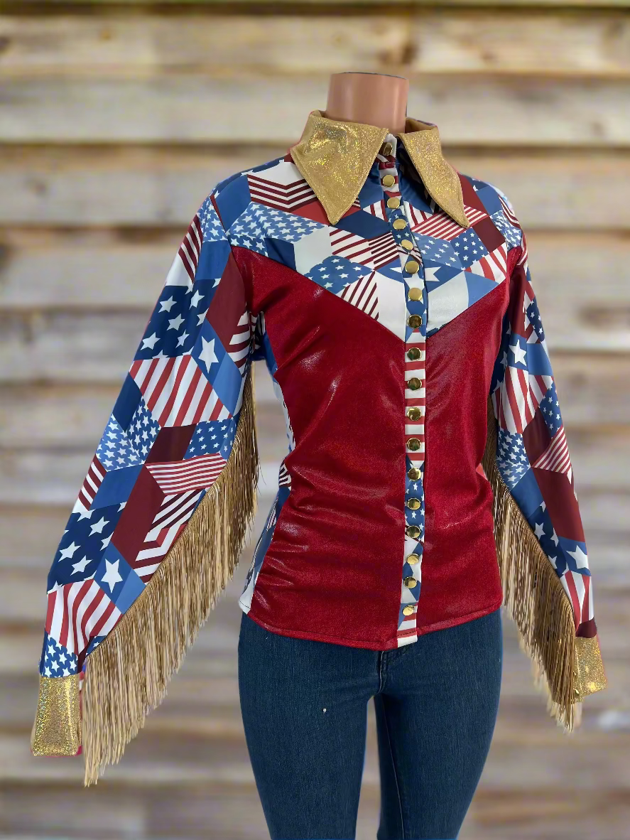 Gold Americana Snap Front Rodeo Shirt Rodeo Shirt Riverside Rodeo Shirts