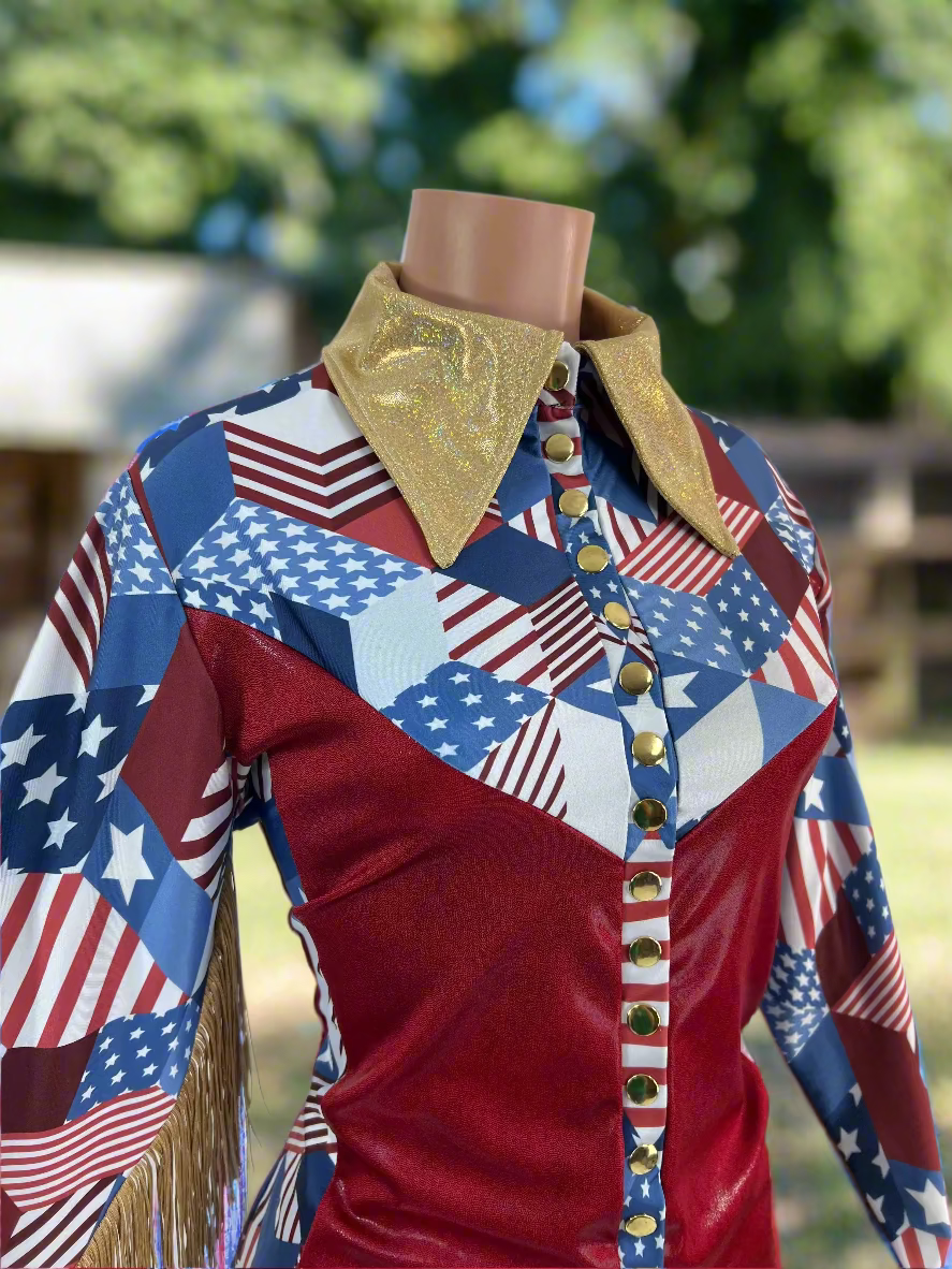 Gold Americana Snap Front Rodeo Shirt Rodeo Shirt Riverside Rodeo Shirts