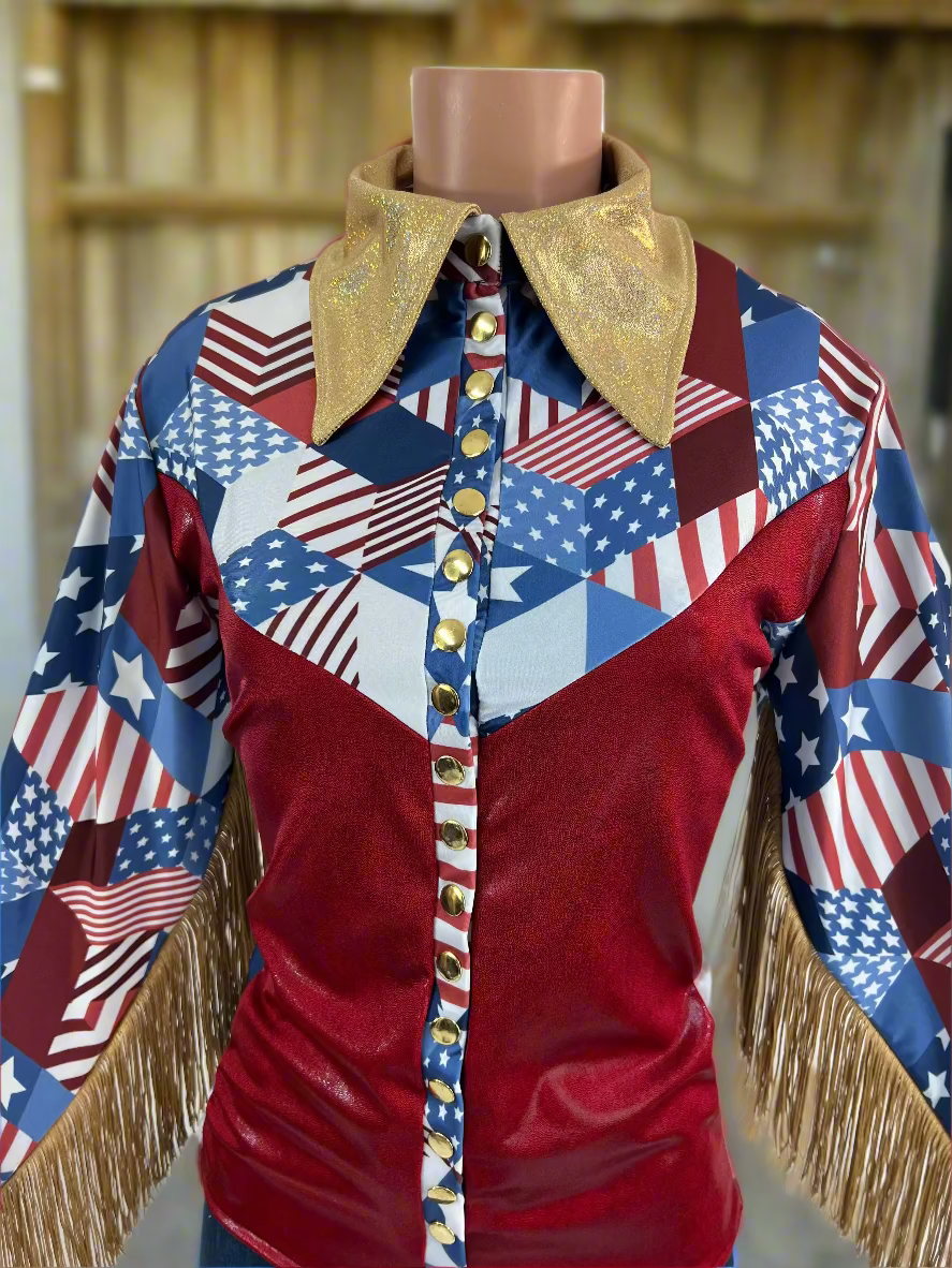 Gold Americana Snap Front Rodeo Shirt Rodeo Shirt Riverside Rodeo Shirts