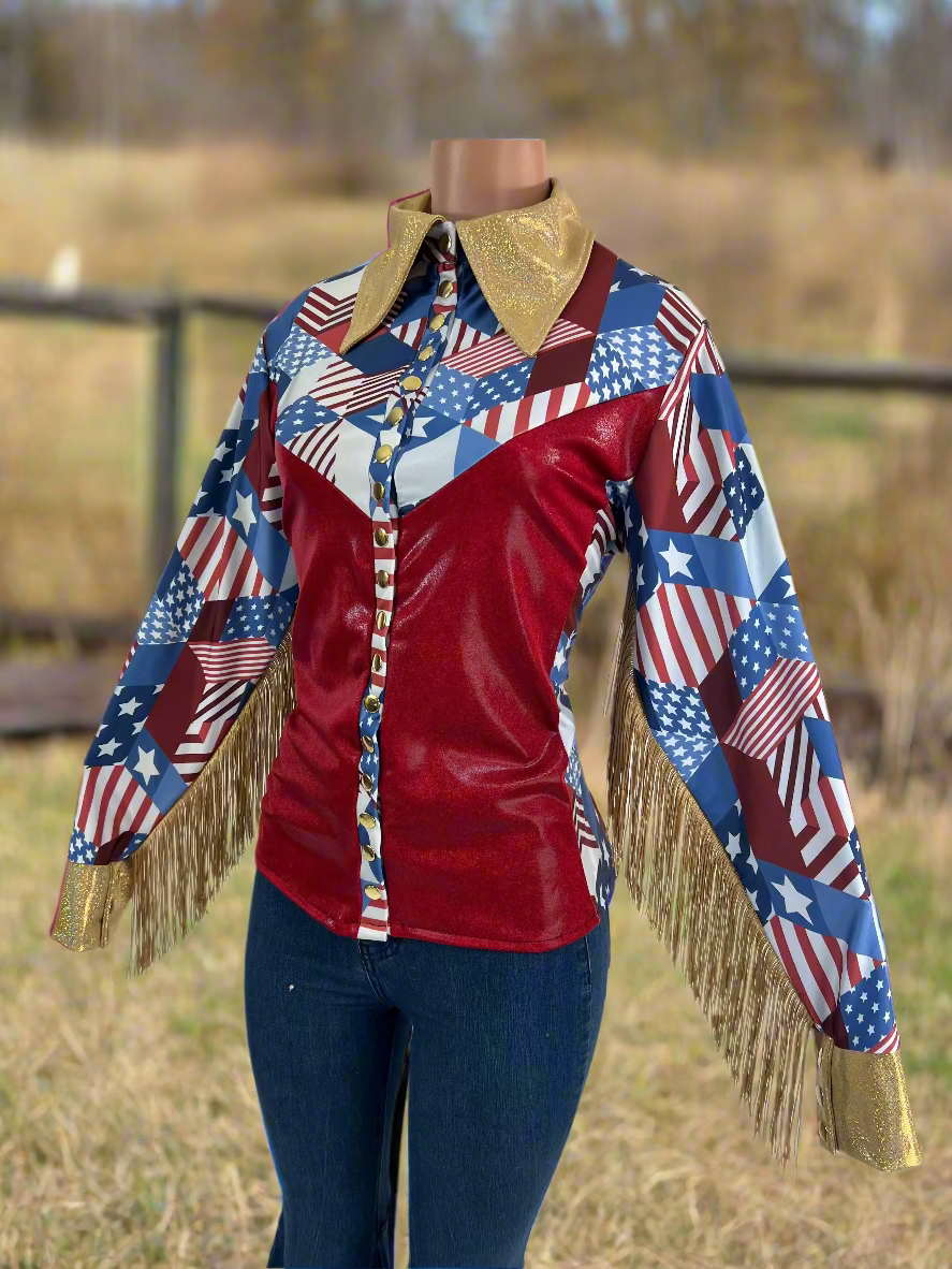 Gold Americana Snap Front Rodeo Shirt Rodeo Shirt Riverside Rodeo Shirts