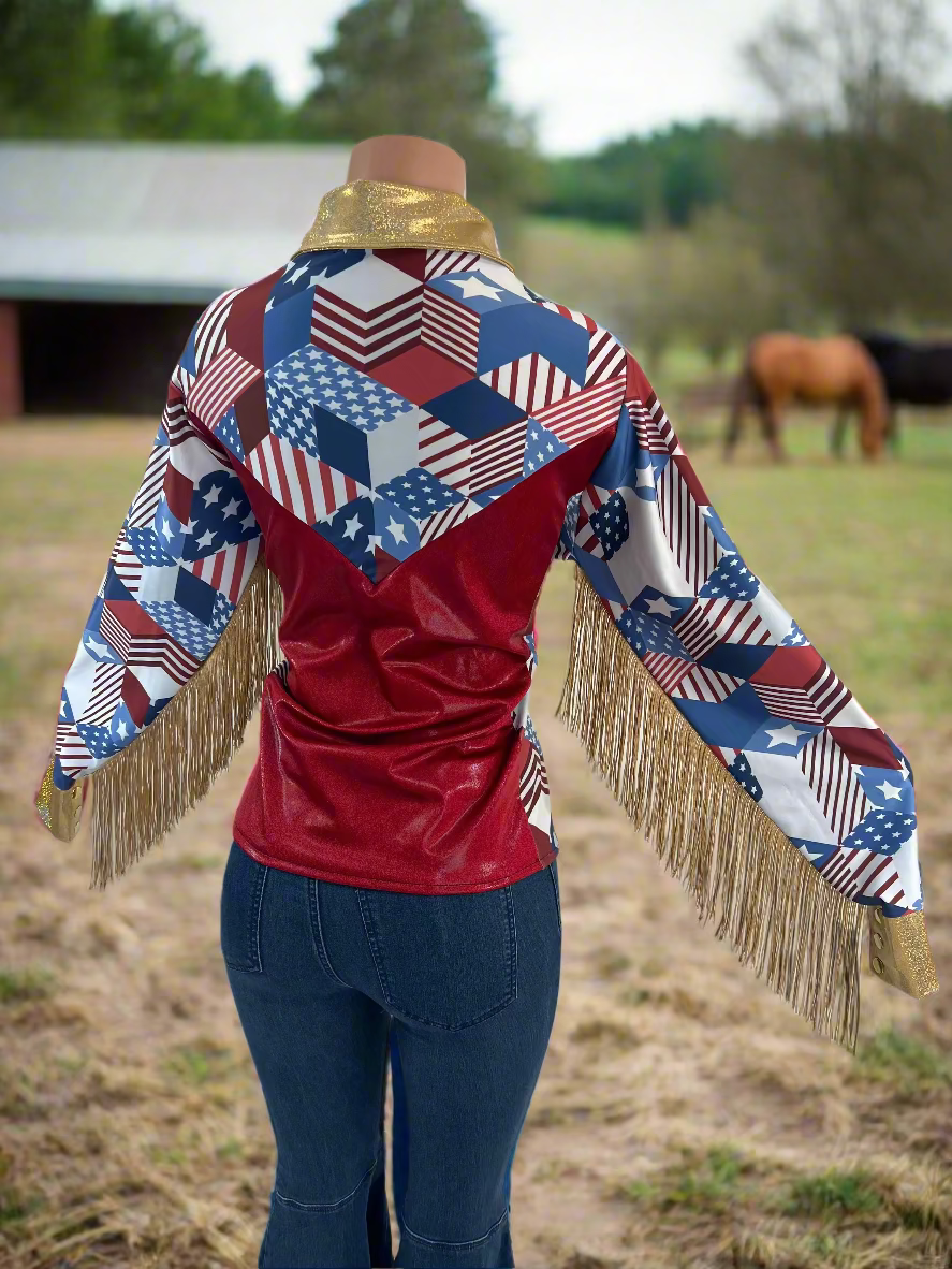 Gold Americana Snap Front Rodeo Shirt Rodeo Shirt Riverside Rodeo Shirts