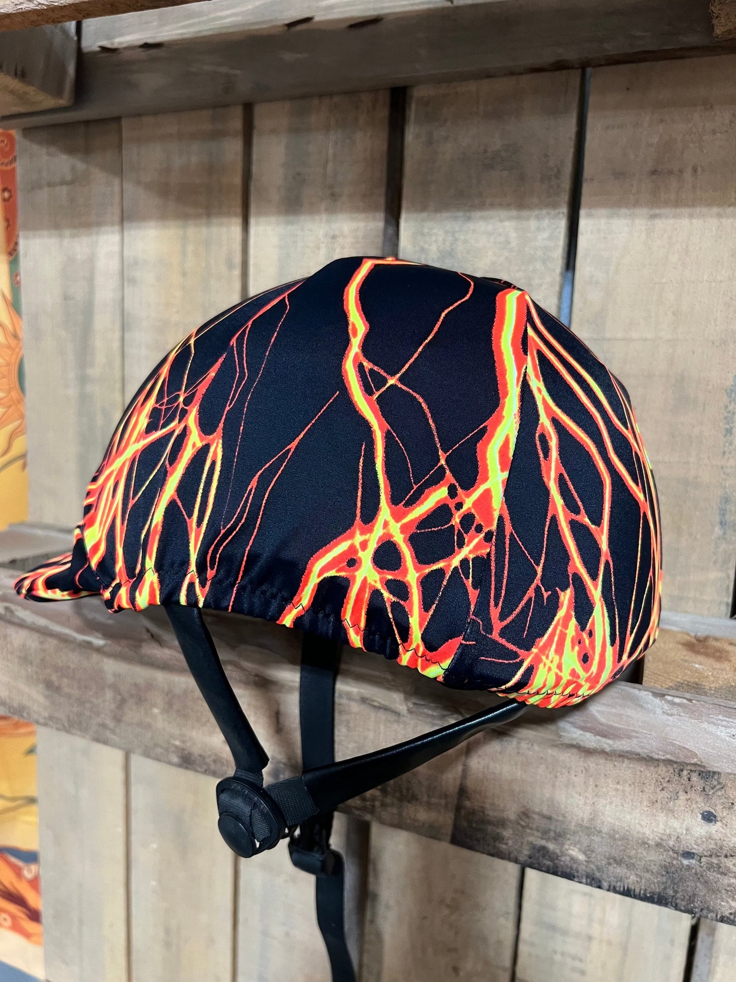 Ready To Ship Neon Orange Lightning Helmet Cover Fly Bonnet Riverside Rodeo Shirts