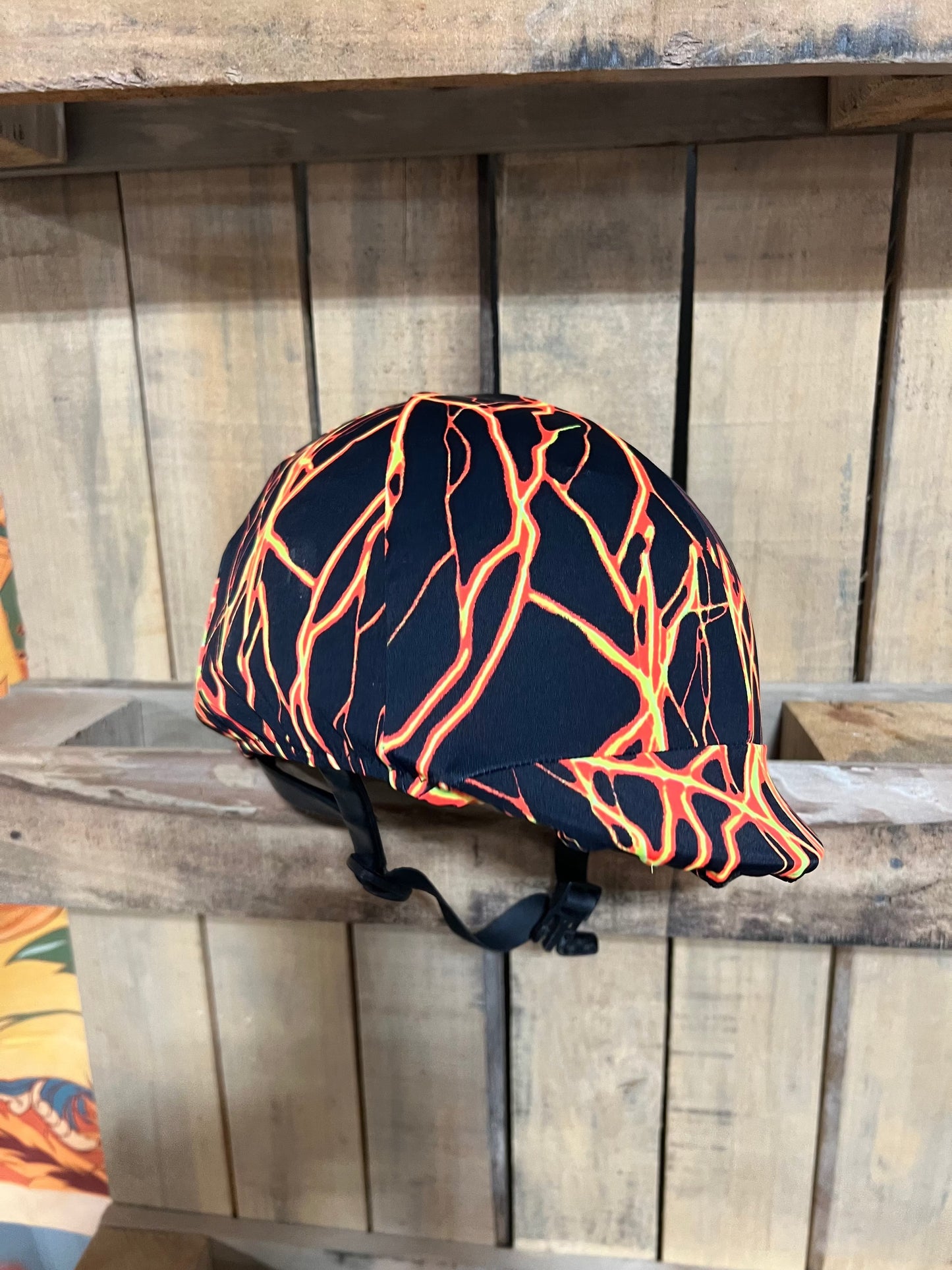 Ready To Ship Neon Orange Lightning Helmet Cover Fly Bonnet Riverside Rodeo Shirts