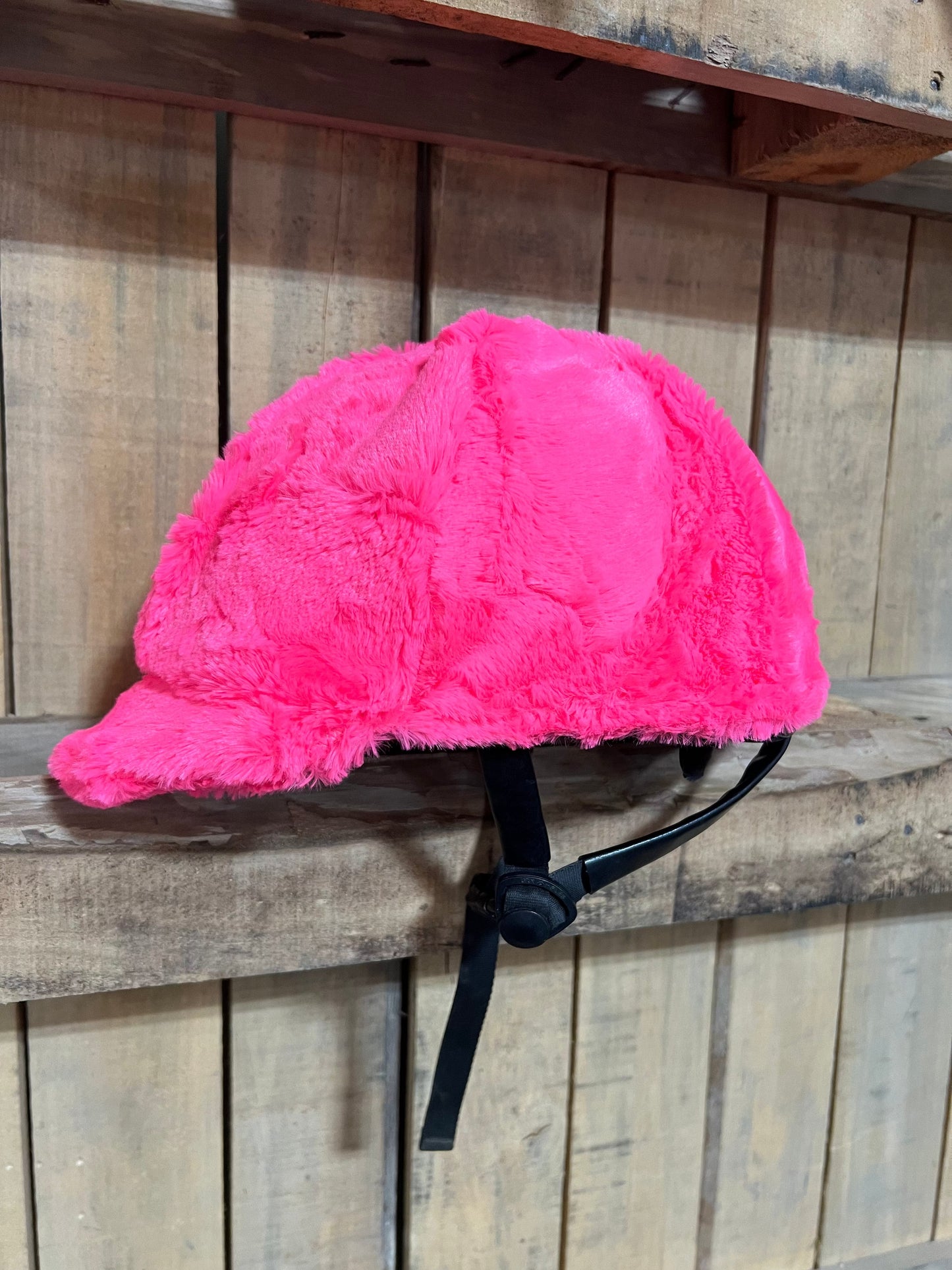 Neon Pink Minky Faux Fur Helmet Cover Fly Bonnet Riverside Rodeo Shirts