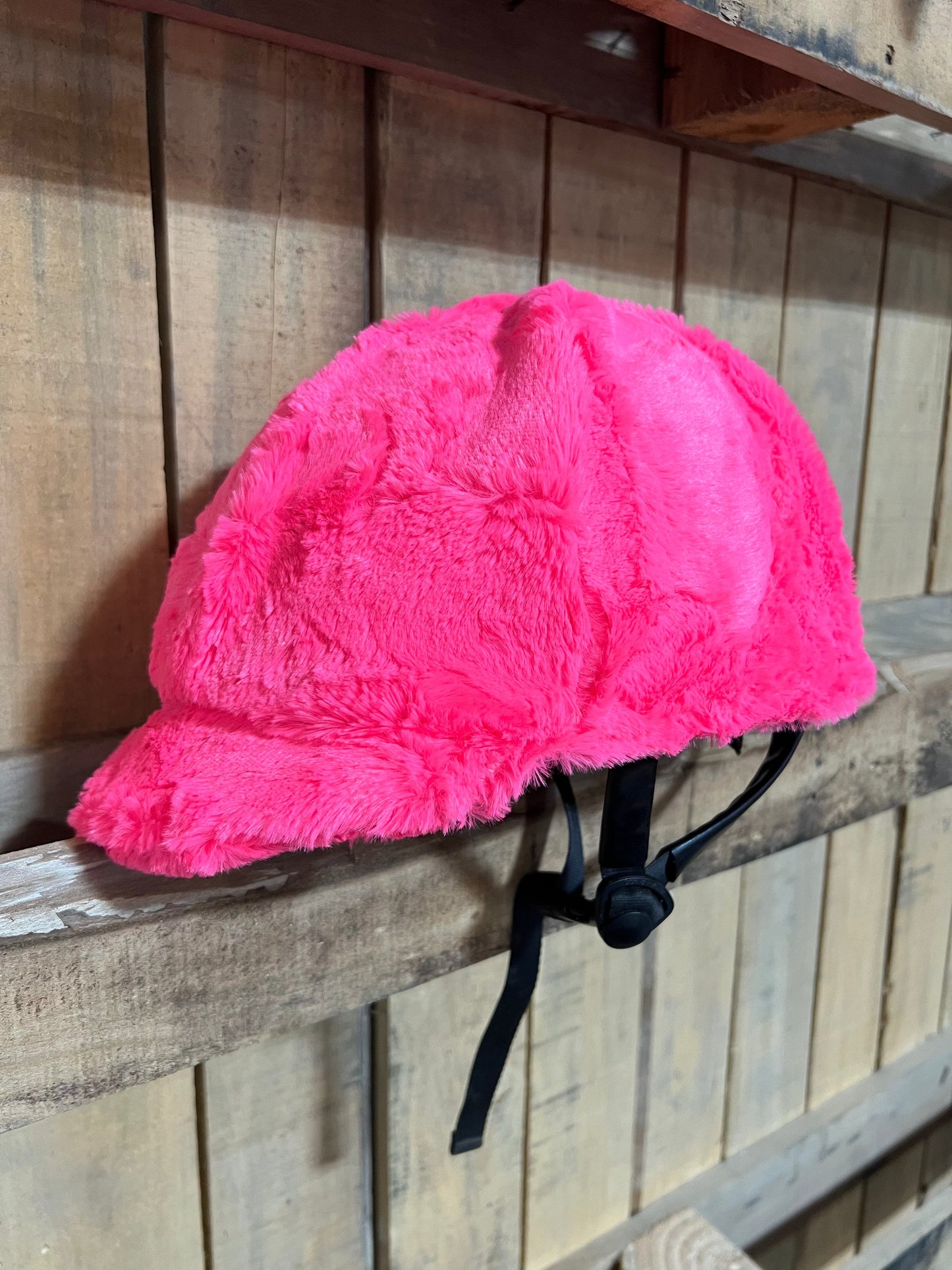 Neon Pink Minky Faux Fur Helmet Cover Fly Bonnet Riverside Rodeo Shirts
