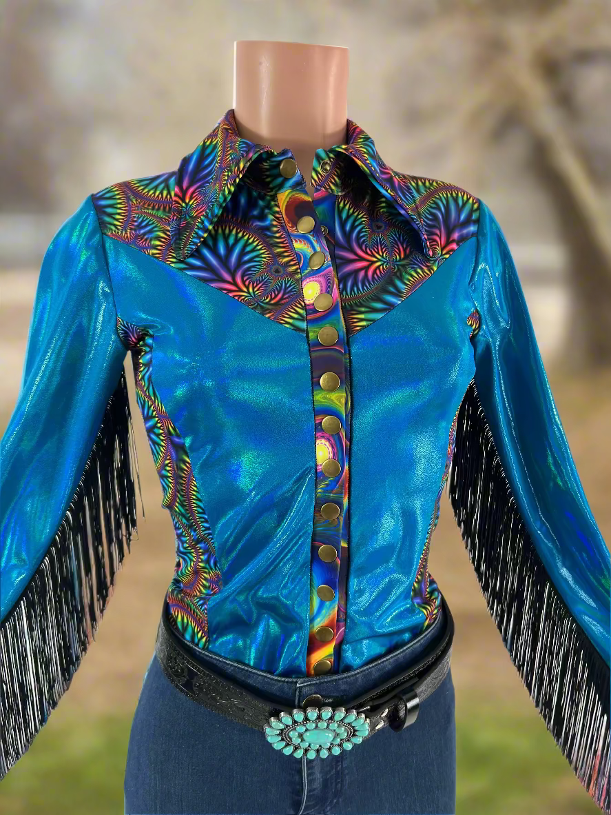 Radioactive Peacock Snap Front Rodeo Shirt Rodeo Shirt Riverside Rodeo Shirts