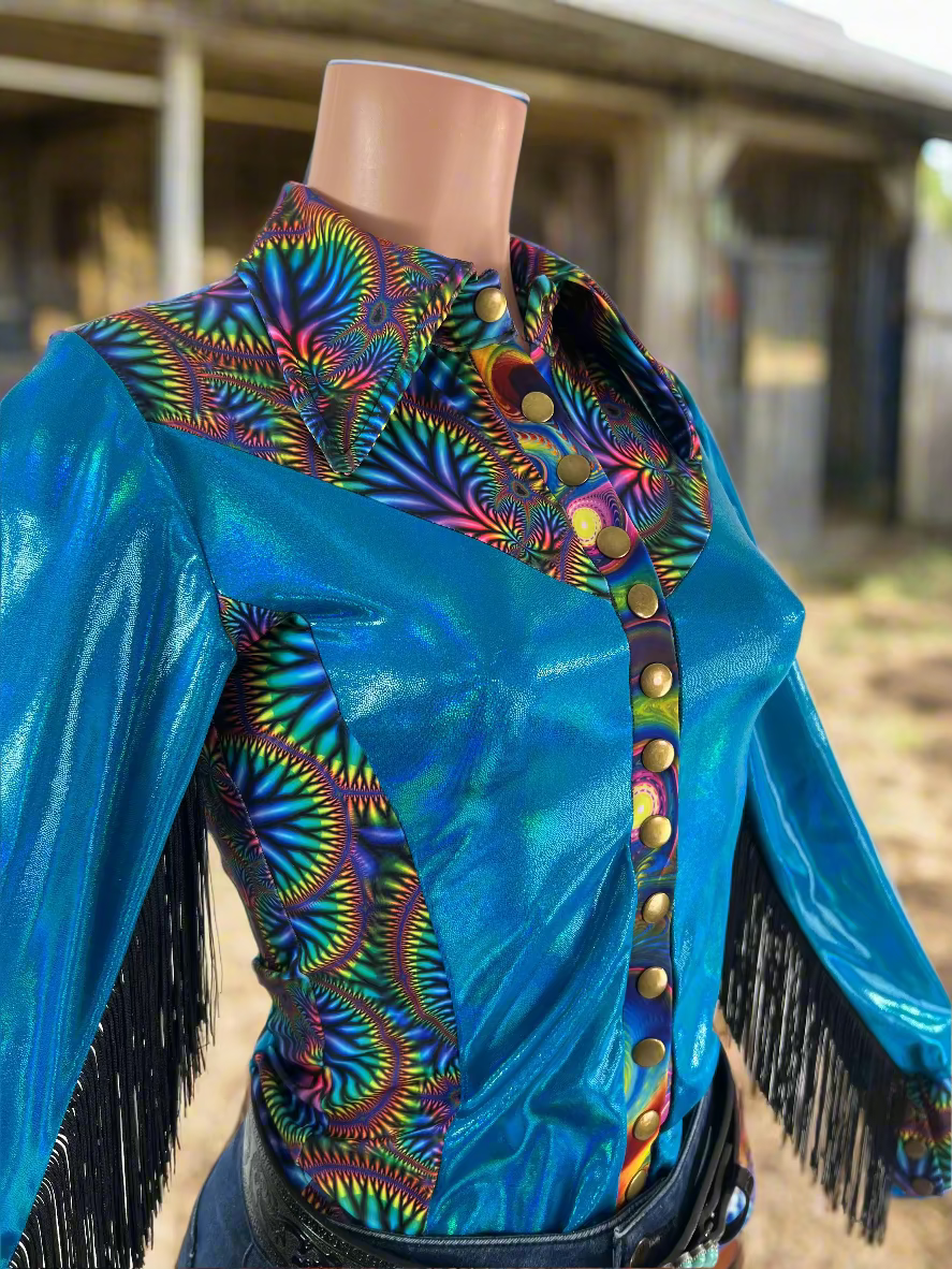 Radioactive Peacock Snap Front Rodeo Shirt Rodeo Shirt Riverside Rodeo Shirts