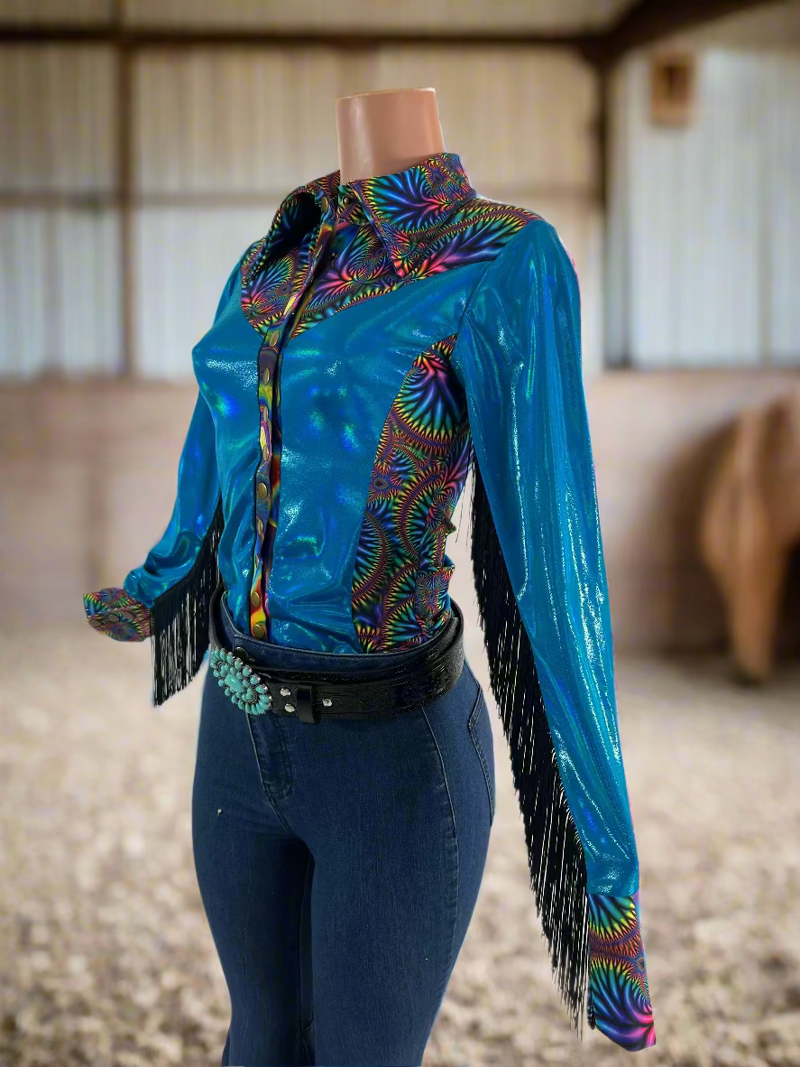Radioactive Peacock Snap Front Rodeo Shirt Rodeo Shirt Riverside Rodeo Shirts