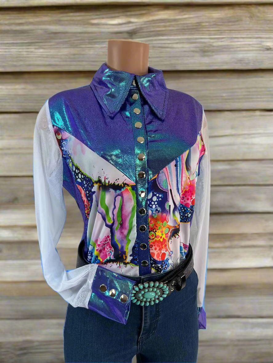 Moonstone Desert Dreams Mesh Sleeve Snap Front Rodeo Shirt Rodeo Shirt Riverside Rodeo Shirts