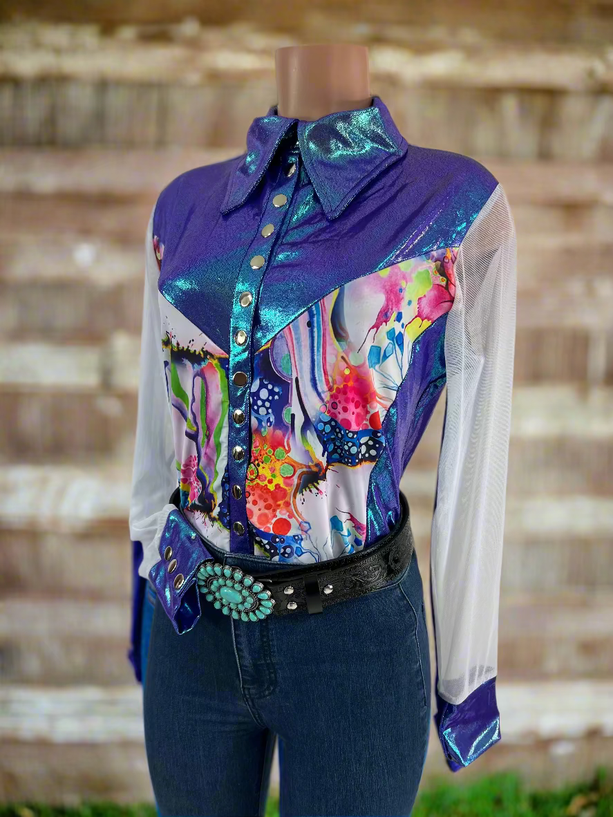 Moonstone Desert Dreams Mesh Sleeve Snap Front Rodeo Shirt Rodeo Shirt Riverside Rodeo Shirts