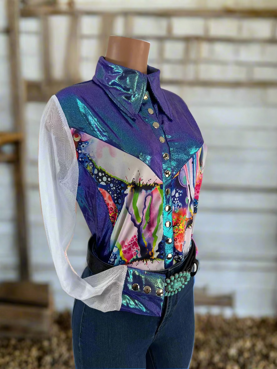 Moonstone Desert Dreams Mesh Sleeve Snap Front Rodeo Shirt Rodeo Shirt Riverside Rodeo Shirts