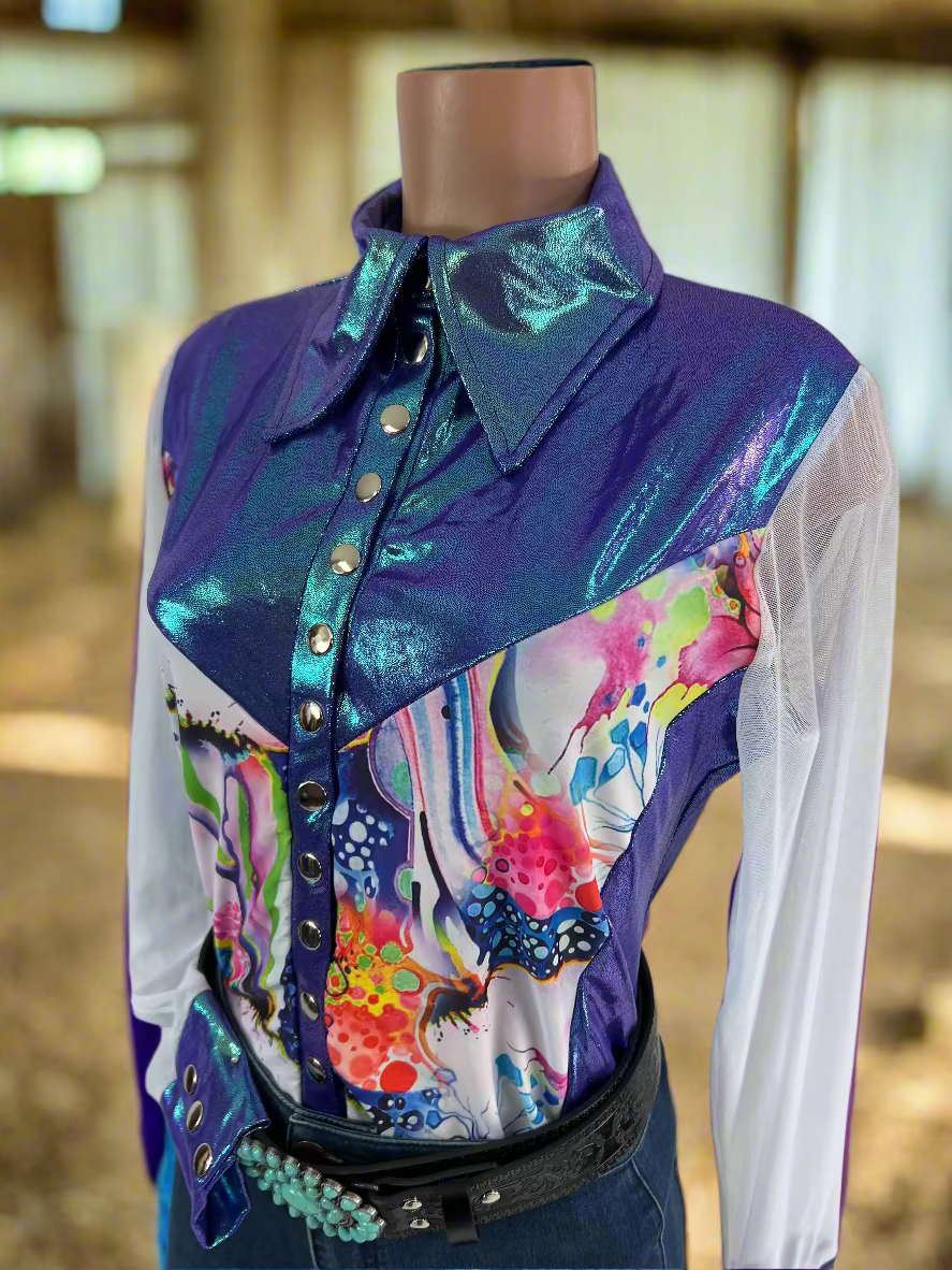 Moonstone Desert Dreams Mesh Sleeve Snap Front Rodeo Shirt Rodeo Shirt Riverside Rodeo Shirts