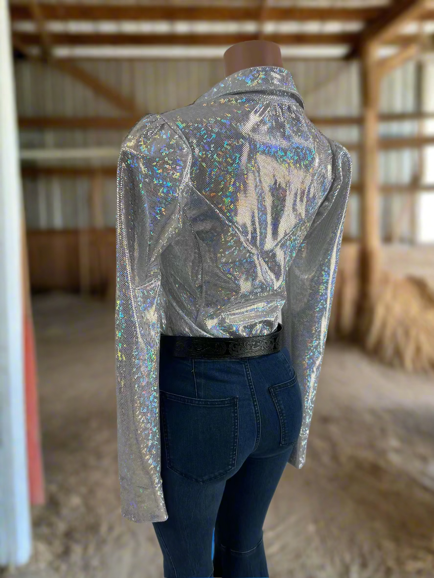 White Kaleidoscope Snap Front Rodeo Shirt with Puffed Sleeves Rodeo Shirt Riverside Rodeo Shirts