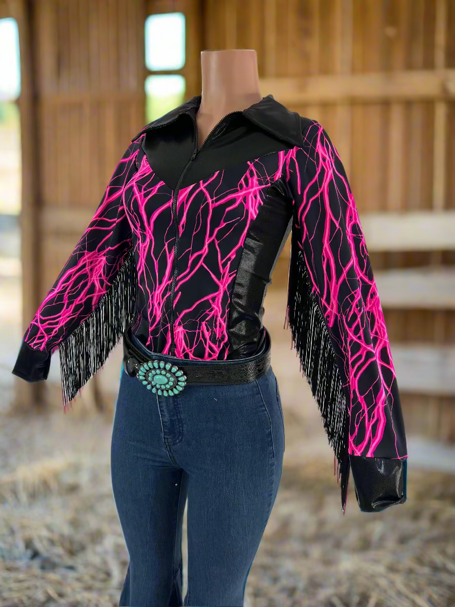 Neon Pink Lightning Rodeo Shirt Rodeo Shirt Riverside Rodeo Shirts