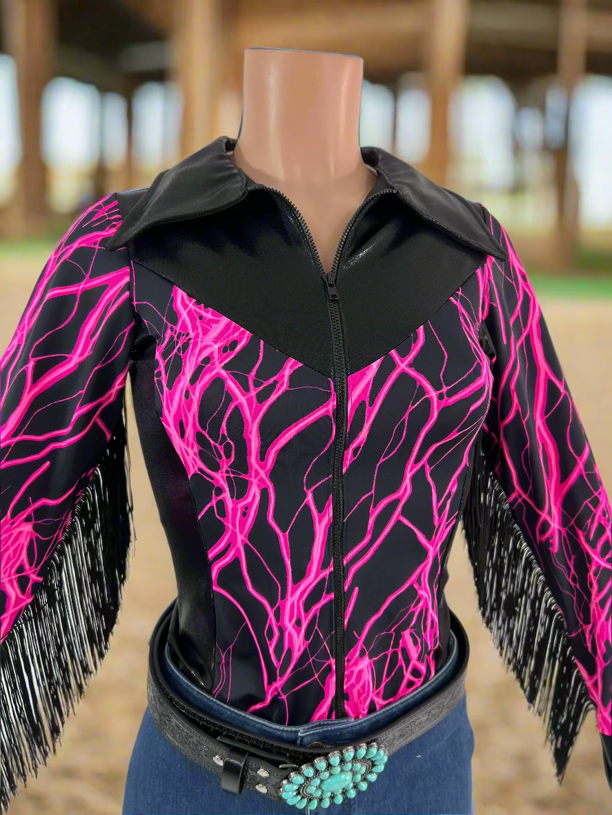 Neon Pink Lightning Rodeo Shirt Rodeo Shirt Riverside Rodeo Shirts
