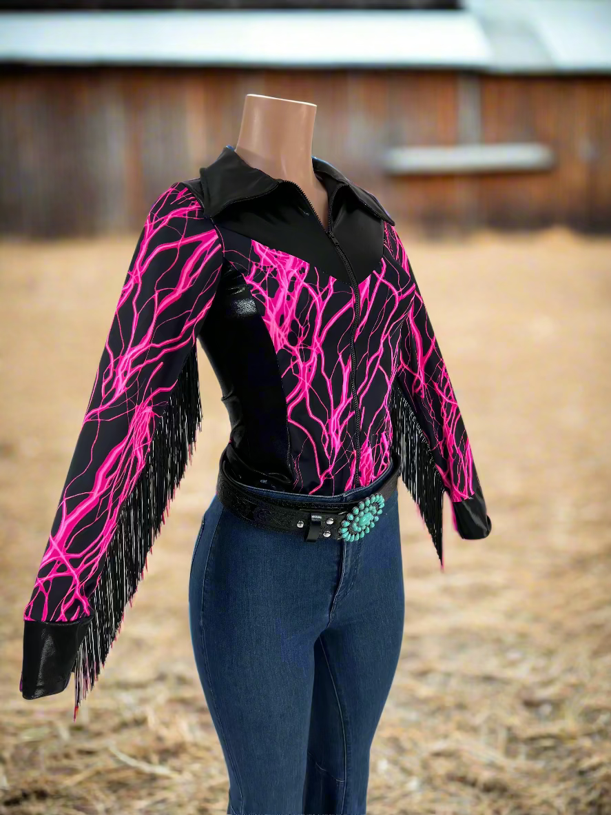 Neon Pink Lightning Rodeo Shirt Rodeo Shirt Riverside Rodeo Shirts