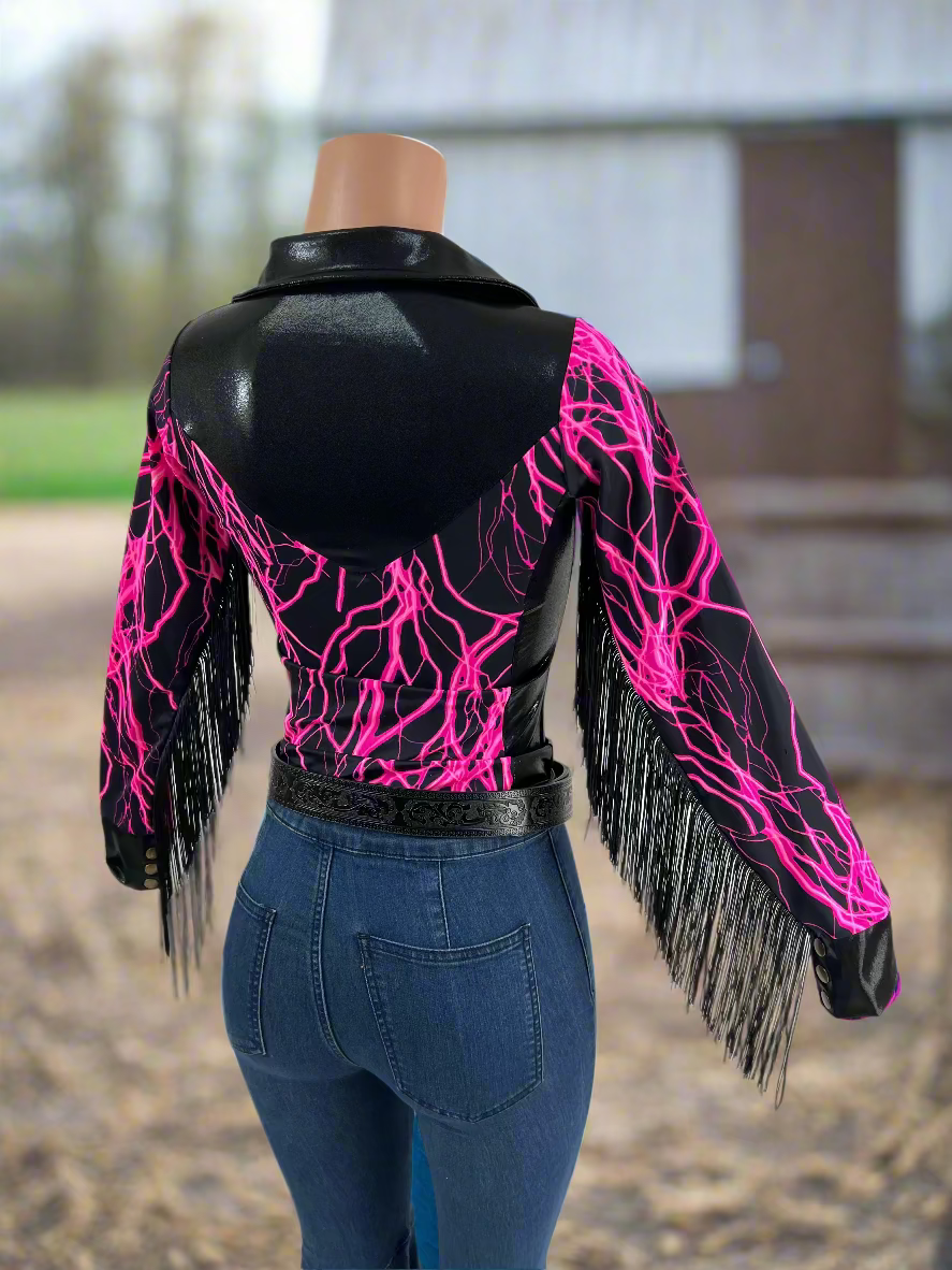 Neon Pink Lightning Rodeo Shirt Rodeo Shirt Riverside Rodeo Shirts