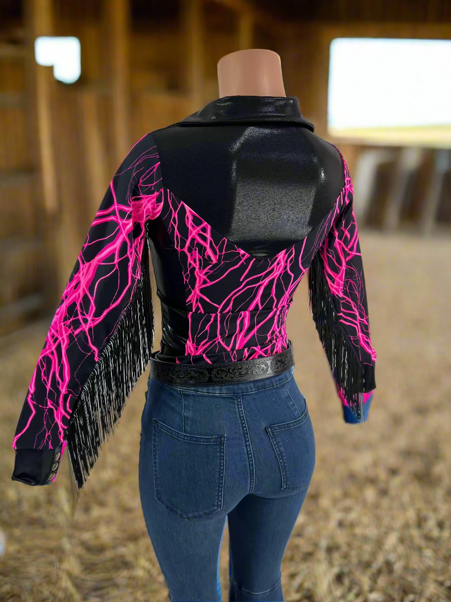 Neon Pink Lightning Rodeo Shirt Rodeo Shirt Riverside Rodeo Shirts
