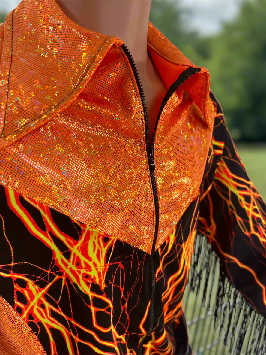 Mens Neon Orange Lightning Rodeo Shirt Rodeo Shirt Riverside Rodeo Shirts
