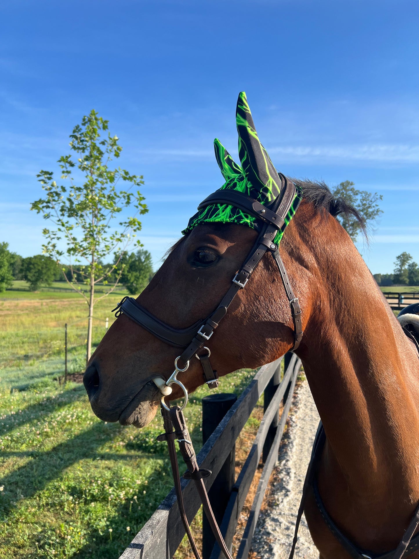 Green Lightning Fly Bonnet - Riverside Rodeo Shirts