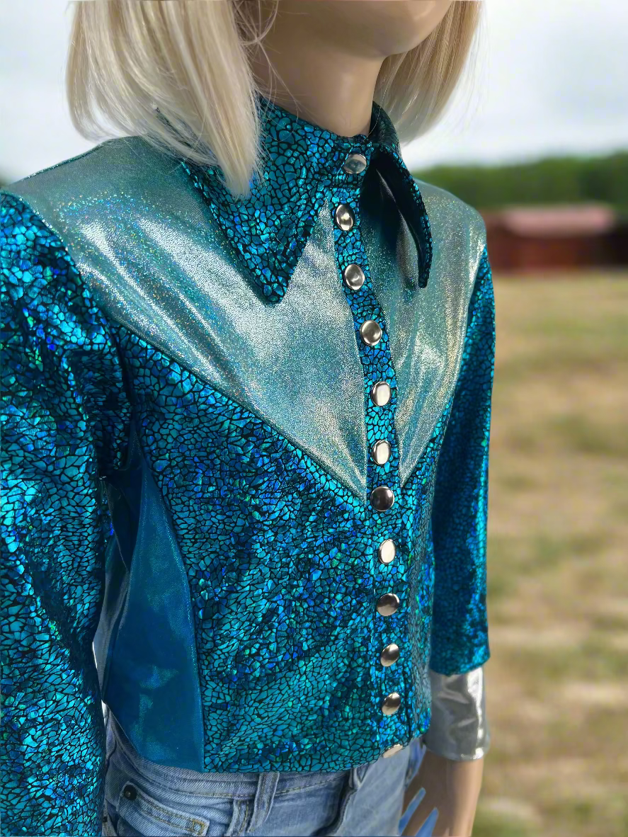 All The Blues Snap Front Rodeo Shirt with Yoke Fringe Rodeo Shirt Riverside Rodeo Shirts
