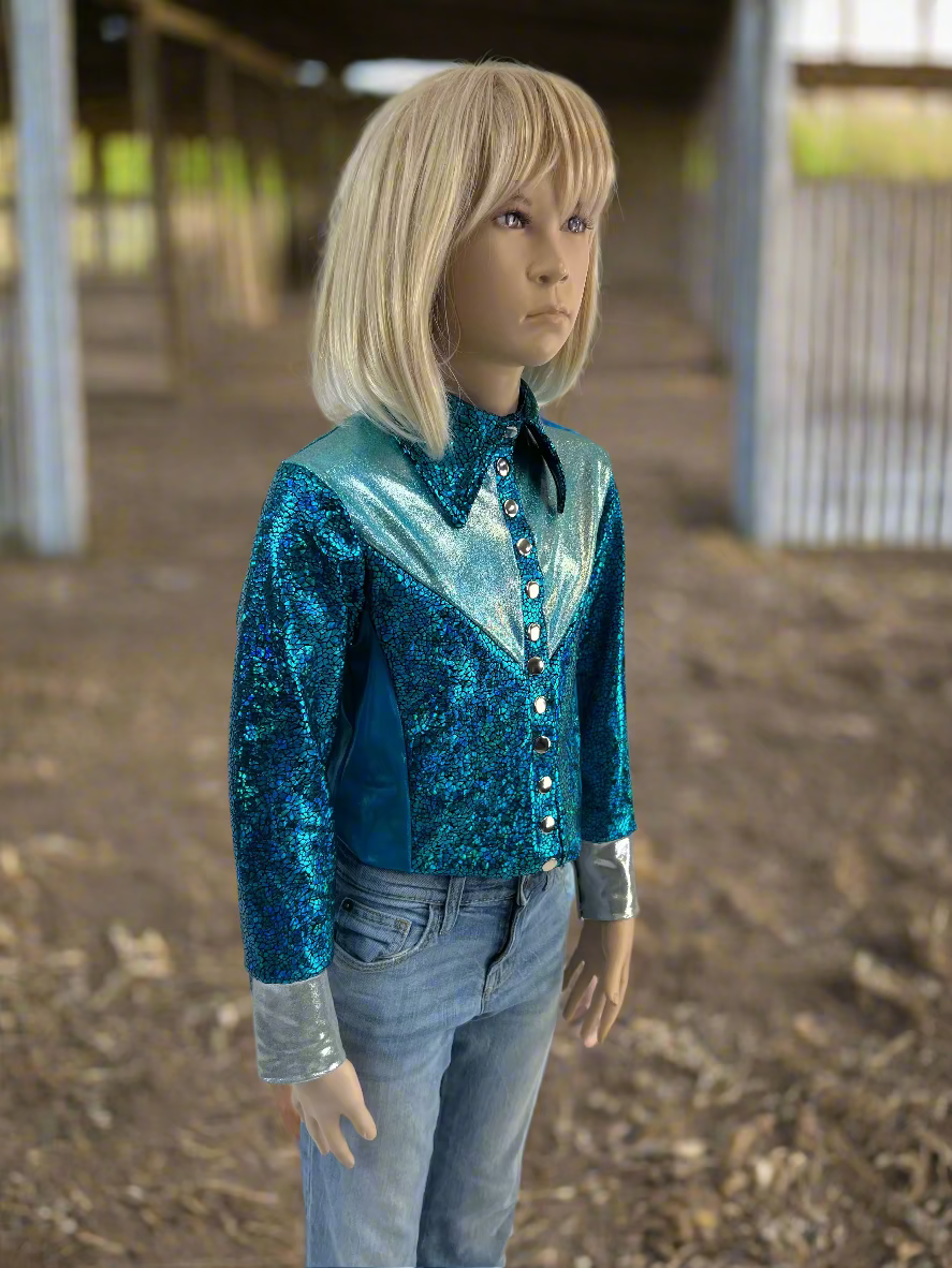 All The Blues Snap Front Rodeo Shirt with Yoke Fringe Rodeo Shirt Riverside Rodeo Shirts